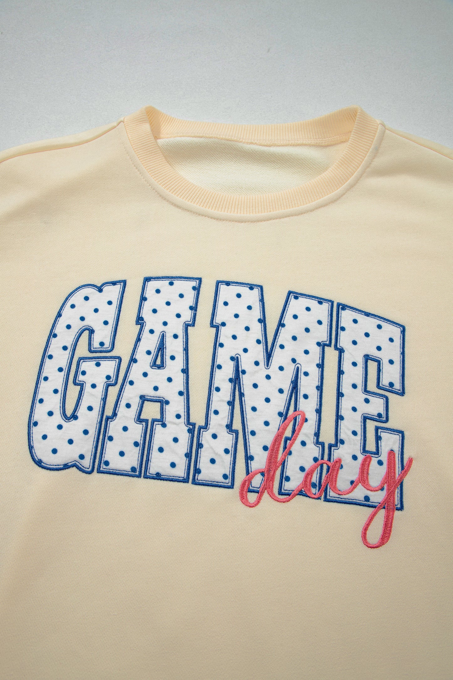 Beige Game Day Crewneck Long Sleeve Pullover Athleisure Short Sets-Two Piece Sets/Short Sets-[Adult]-[Female]-2022 Online Blue Zone Planet