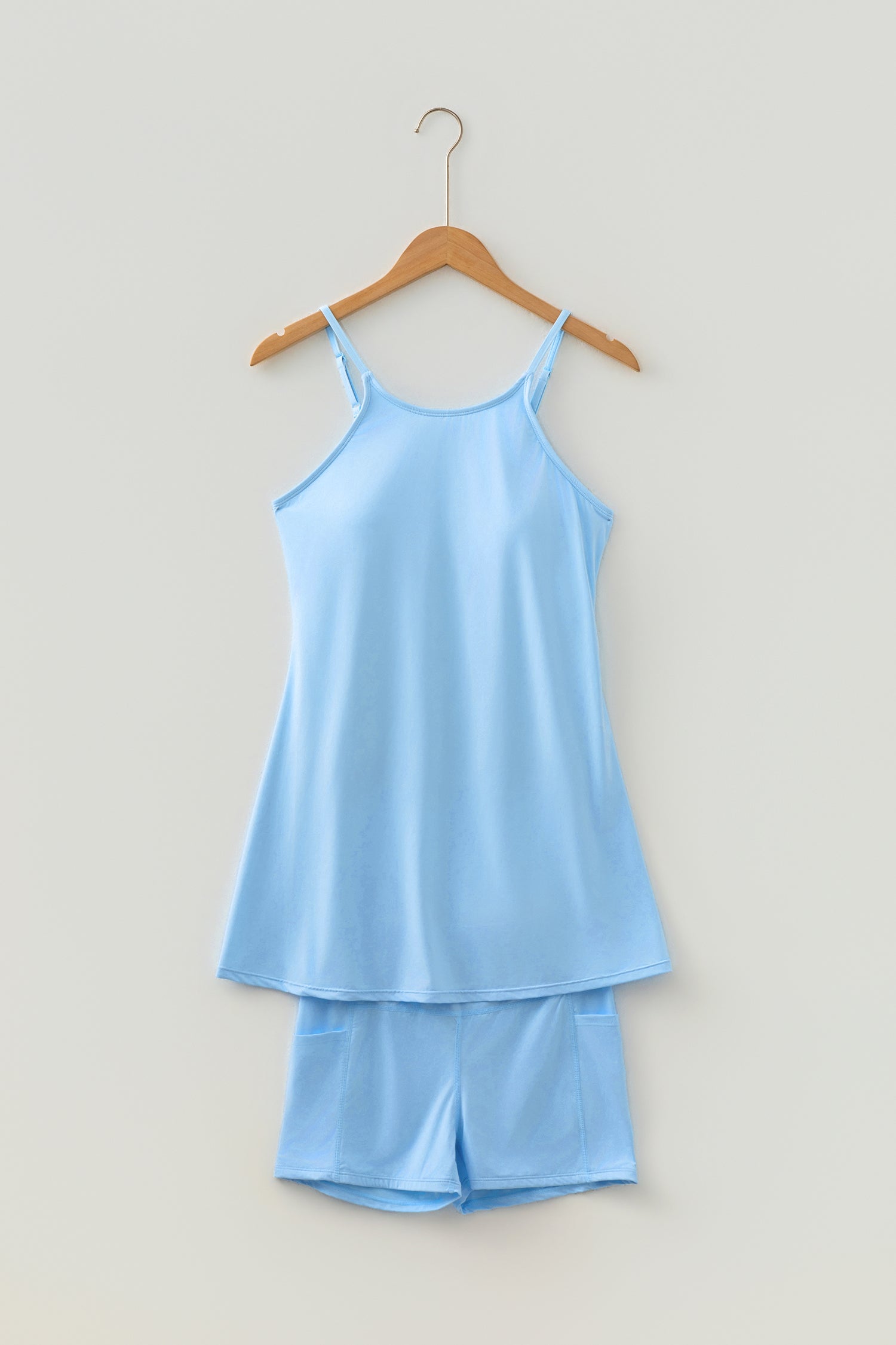 Pink Solid Color Tunic Tank Dress Athletic Shorts Two Piece Set-TOPS / DRESSES-[Adult]-[Female]-2022 Online Blue Zone Planet