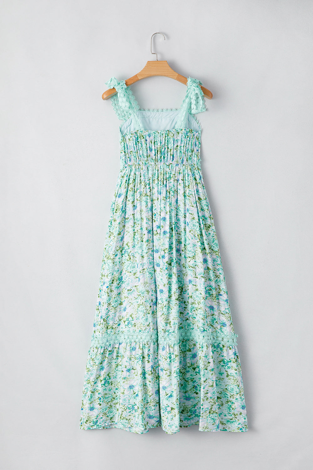 Green Floral Lace Tied Strap Empire Waist Maxi Dress-TOPS / DRESSES-[Adult]-[Female]-2022 Online Blue Zone Planet