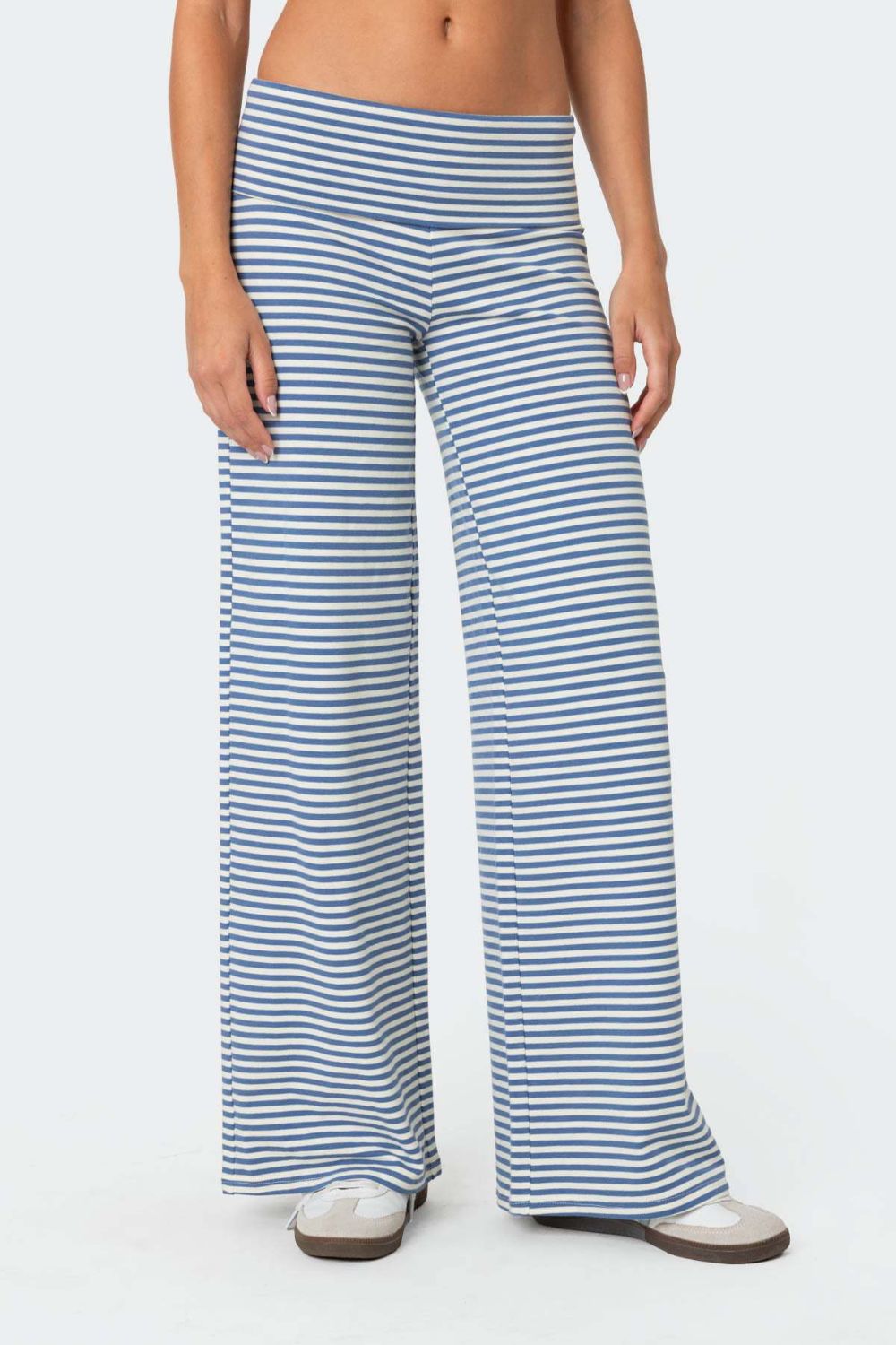 Striped Wide Leg Pants-BOTTOMS-[Adult]-[Female]-Light Blue-S-2022 Online Blue Zone Planet