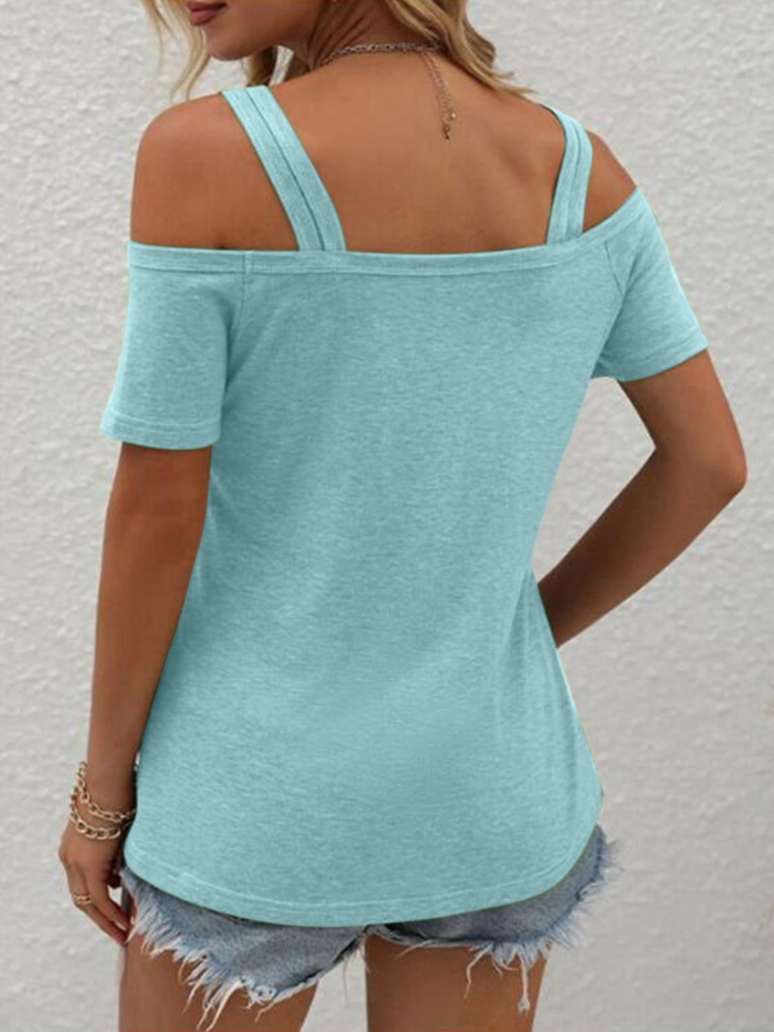 Blue Zone Planet | Double Spaghetti Straps Short Sleeve T-Shirt-TOPS / DRESSES-[Adult]-[Female]-2022 Online Blue Zone Planet