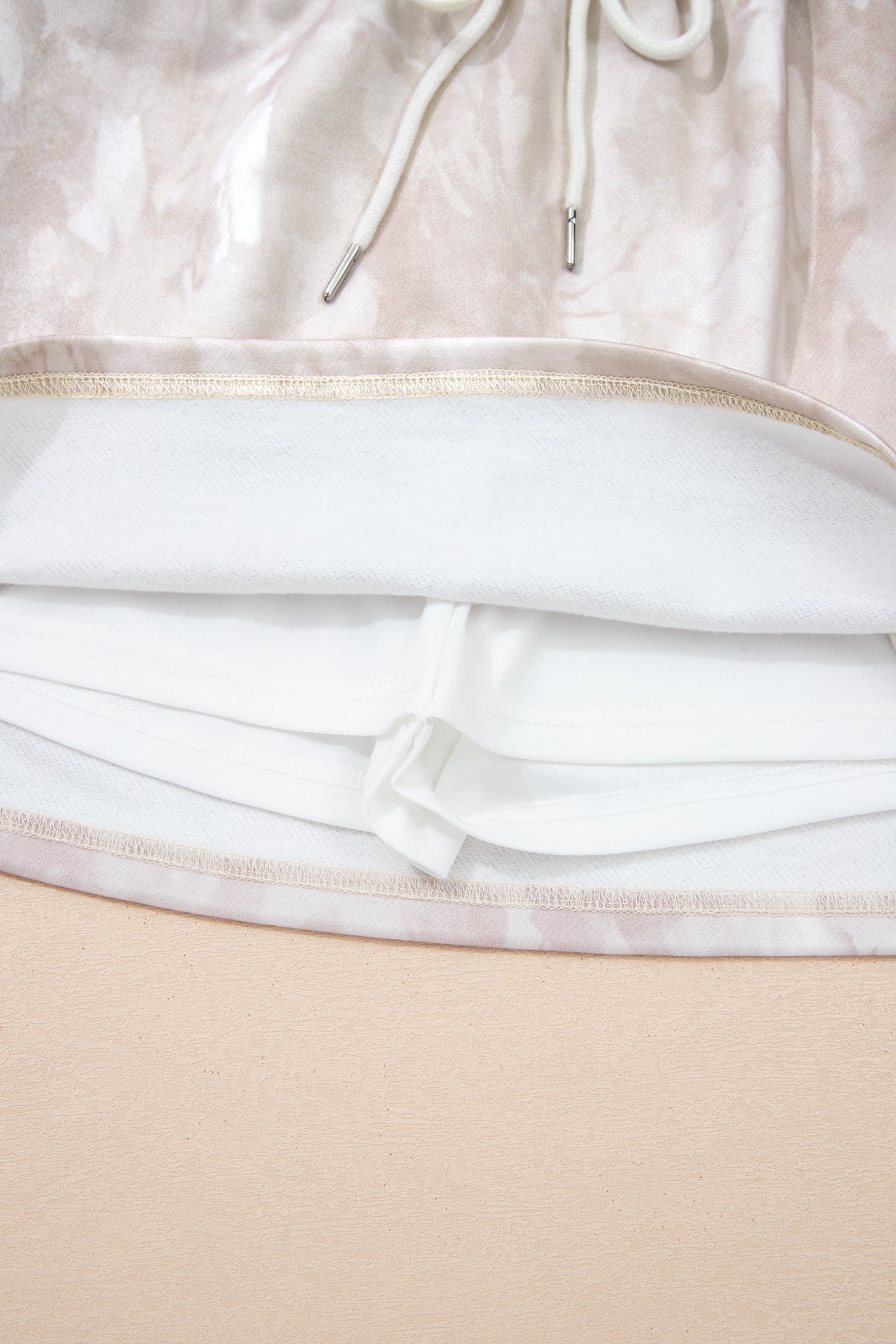 White Abstract Woodland Print Balloon Sleeve Pullover Drawstring Mini Skirt Set-Two Piece Sets/Two Piece Dresses-[Adult]-[Female]-2022 Online Blue Zone Planet