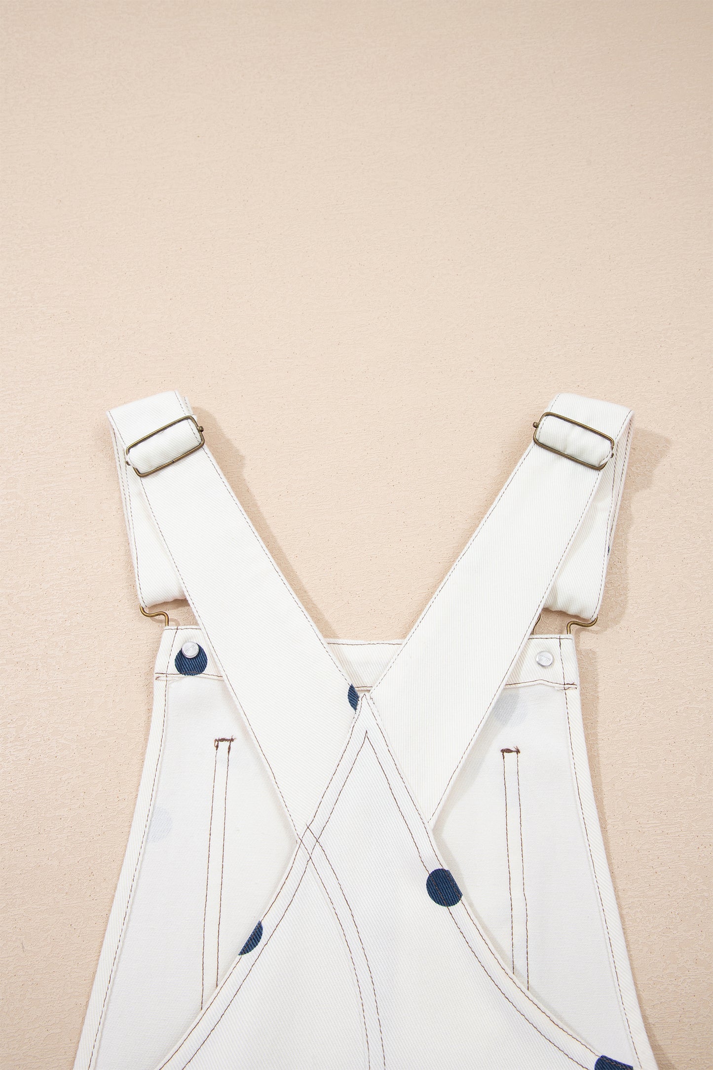 Jet Stream Polka Dot Print Bib Pocket Denim Barrel Overalls Jumpsuit-Bottoms/Jumpsuits & Rompers-[Adult]-[Female]-2022 Online Blue Zone Planet