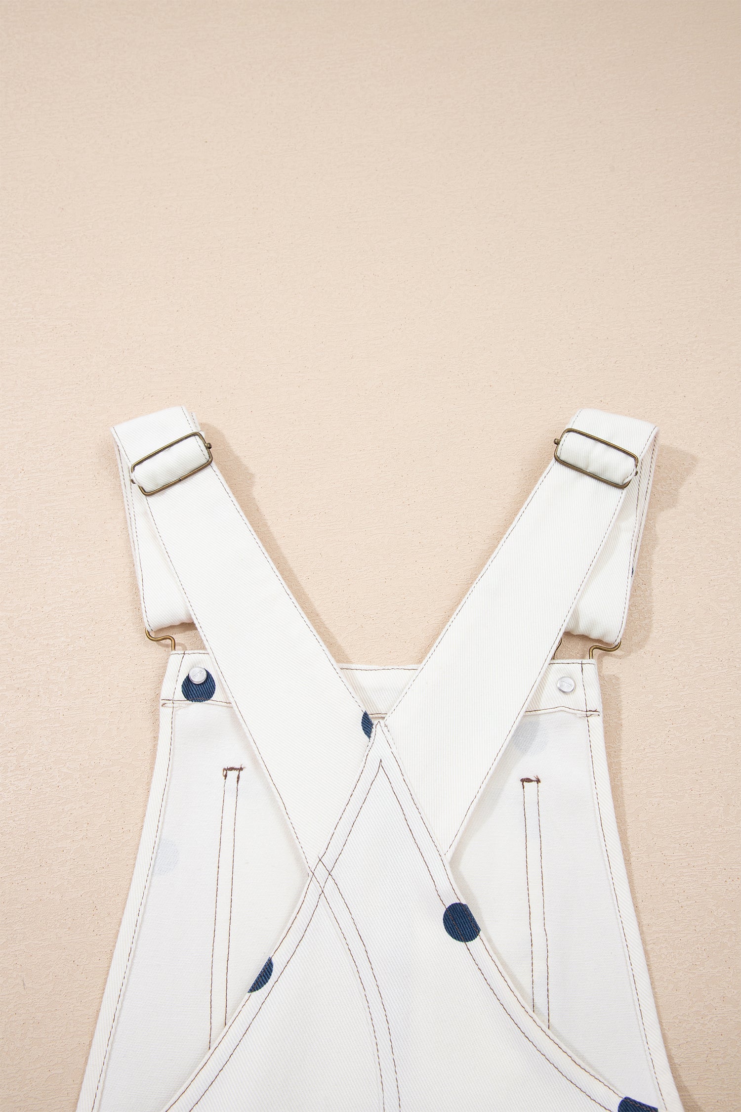 Jet Stream Polka Dot Print Bib Pocket Denim Barrel Overalls Jumpsuit-Bottoms/Jumpsuits & Rompers-[Adult]-[Female]-2022 Online Blue Zone Planet