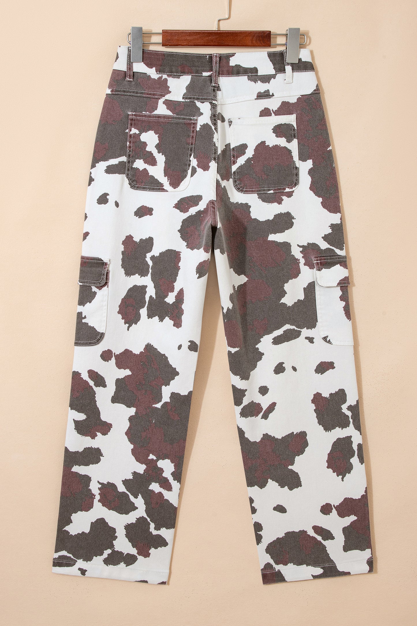 Brown Cow Spots Printed Multi Pocketed Jeans-Bottoms/Jeans-[Adult]-[Female]-2022 Online Blue Zone Planet