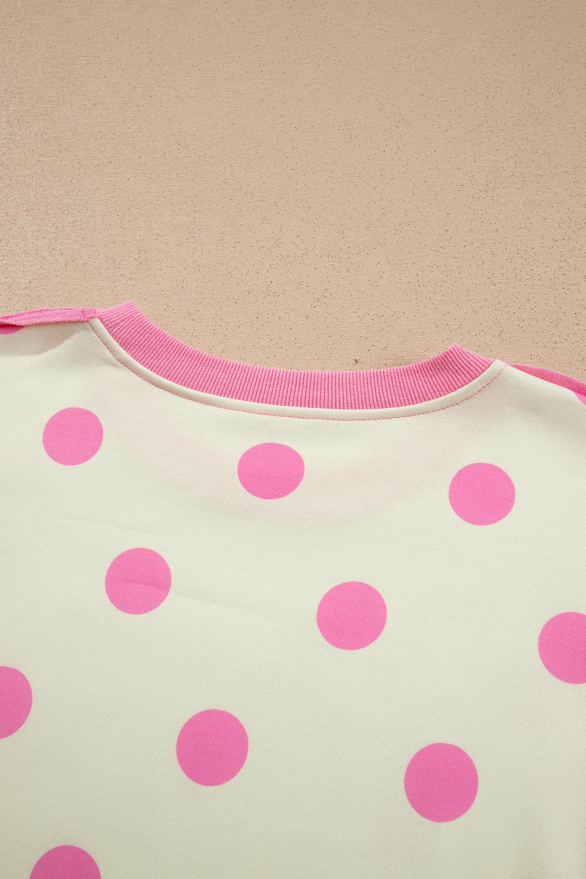 White Polka Dot Contrast Patchwork Round Neck Baggy Sweatshirt-Tops/Sweatshirts & Hoodies-[Adult]-[Female]-2022 Online Blue Zone Planet