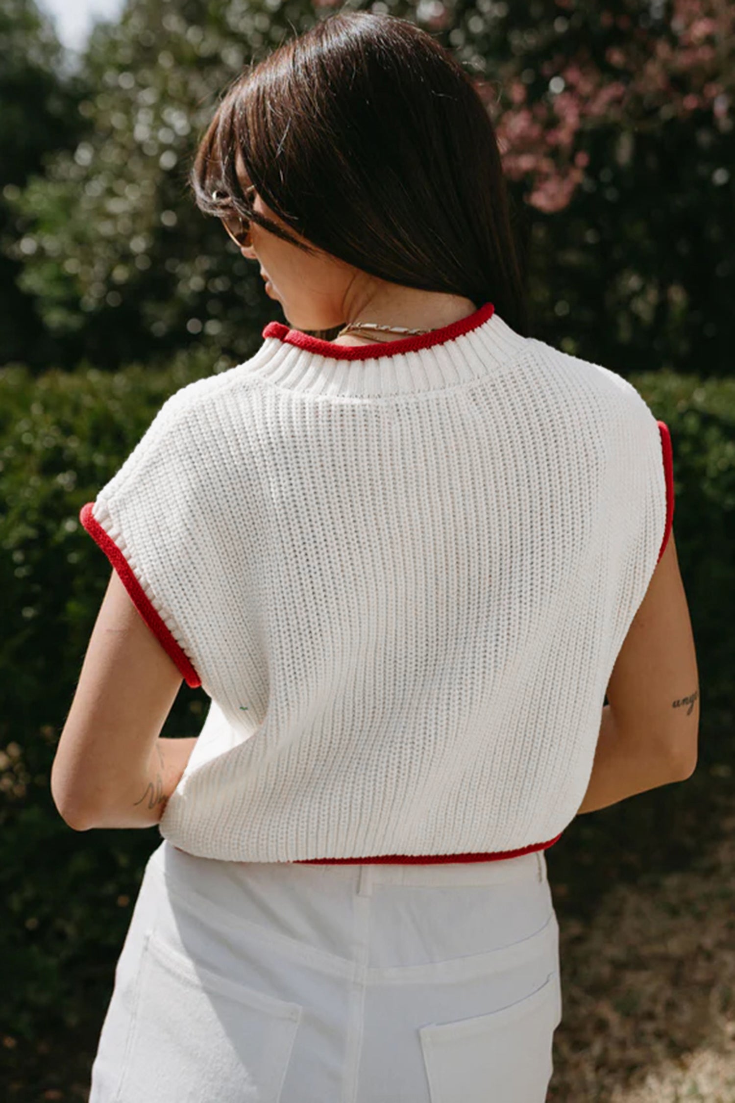 White Flag Print Cropped Short Sleeve Sweater-Sweaters & Cardigans/Short Sleeve Sweaters-[Adult]-[Female]-2022 Online Blue Zone Planet