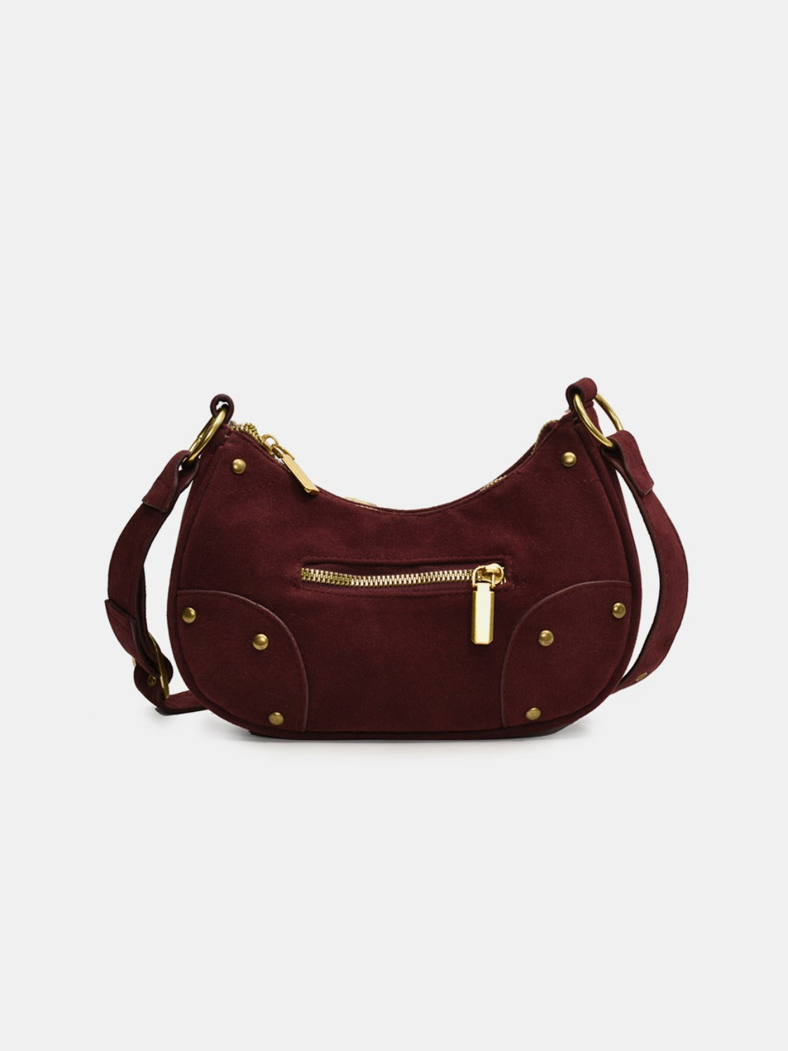 Suede Adjustable Strap Shoulder Bag-HANDBAGS-[Adult]-[Female]-Burgundy-One Size-2022 Online Blue Zone Planet