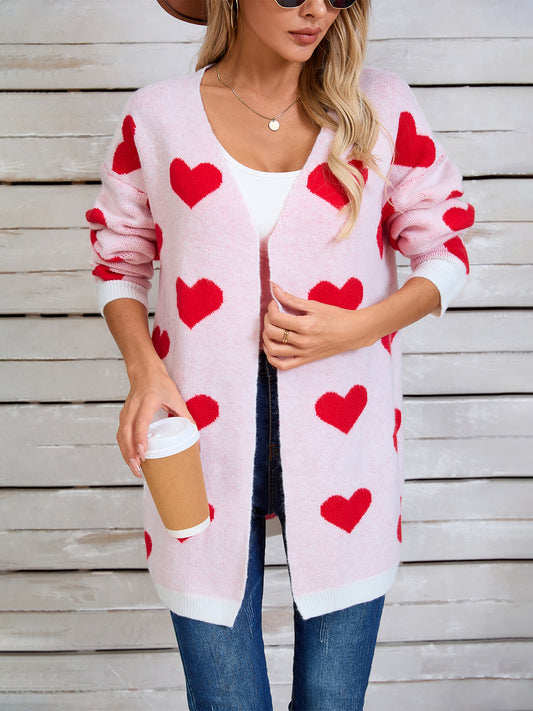 Angel Wings Heart Open Front Long Sleeve Cardigan-TOPS / DRESSES-[Adult]-[Female]-Blush Pink-S-2022 Online Blue Zone Planet