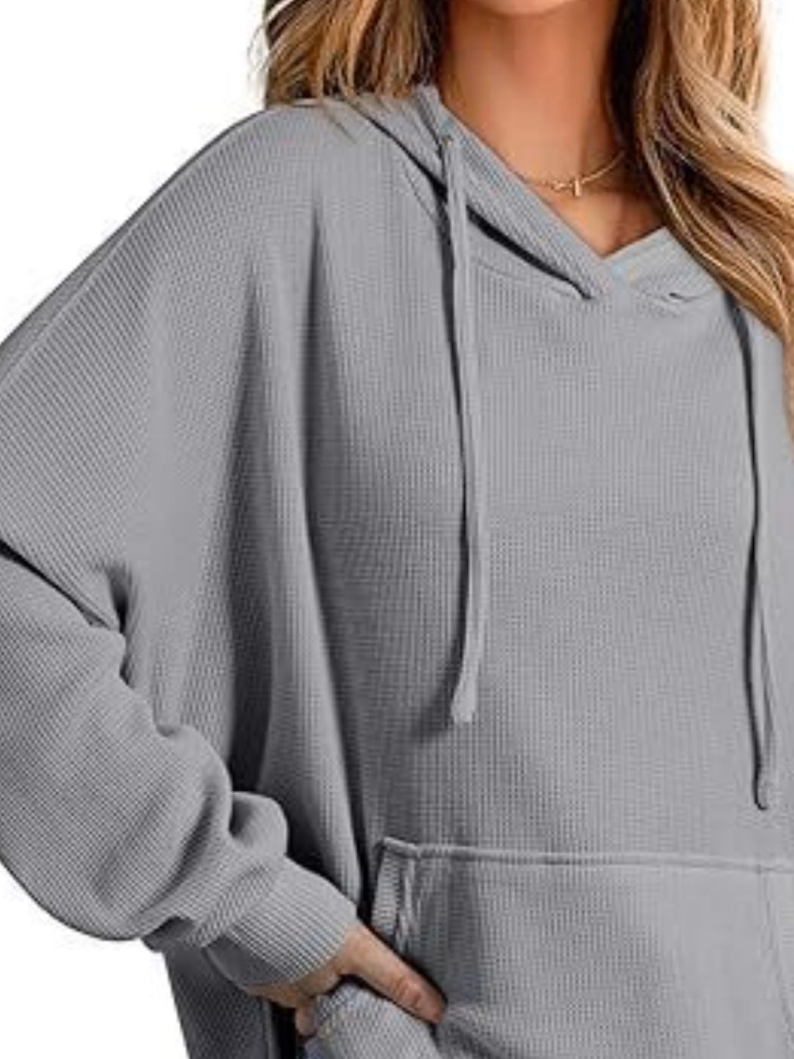 Drawstring Slit Long Sleeve Hoodie-TOPS / DRESSES-[Adult]-[Female]-2022 Online Blue Zone Planet