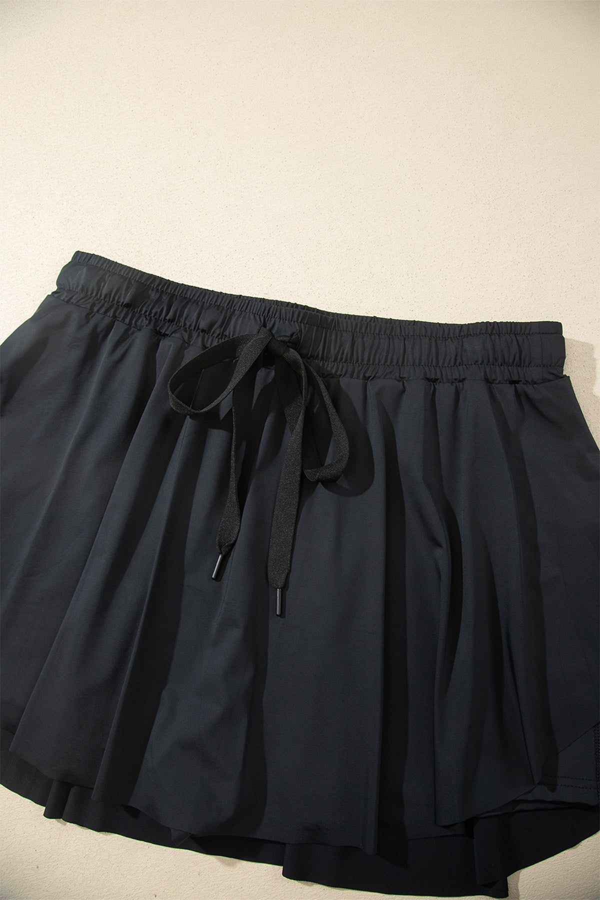 Black Drawstring Waist Above Knee Casual Shorts Wholesale-Plus Size/Plus Size Bottoms-[Adult]-[Female]-2022 Online Blue Zone Planet