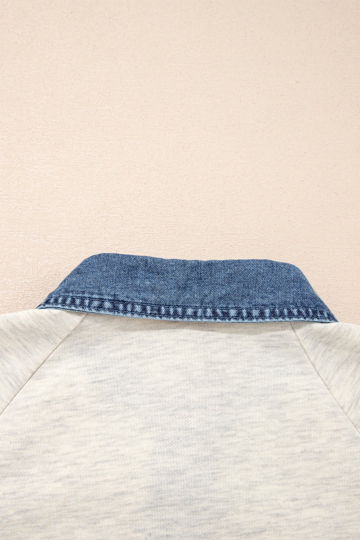 Gray Denim Collar Patchwork Long Sleeve Pullover Top-Tops/Long Sleeve Tops-[Adult]-[Female]-2022 Online Blue Zone Planet