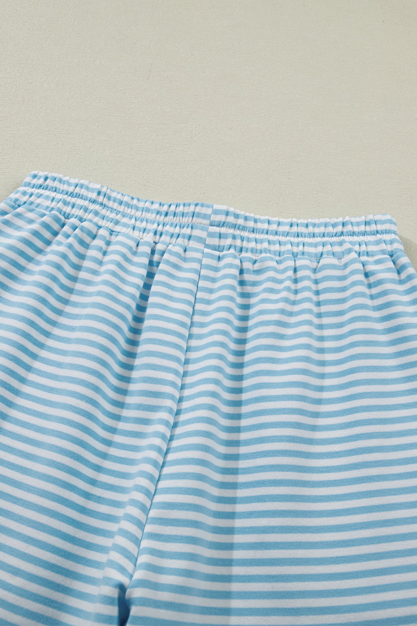 Pink Stripe Cuffed Sleeve Contrast Mock Neck Tee Casual 2pcs Short Set-Two Piece Sets/Short Sets-[Adult]-[Female]-2022 Online Blue Zone Planet