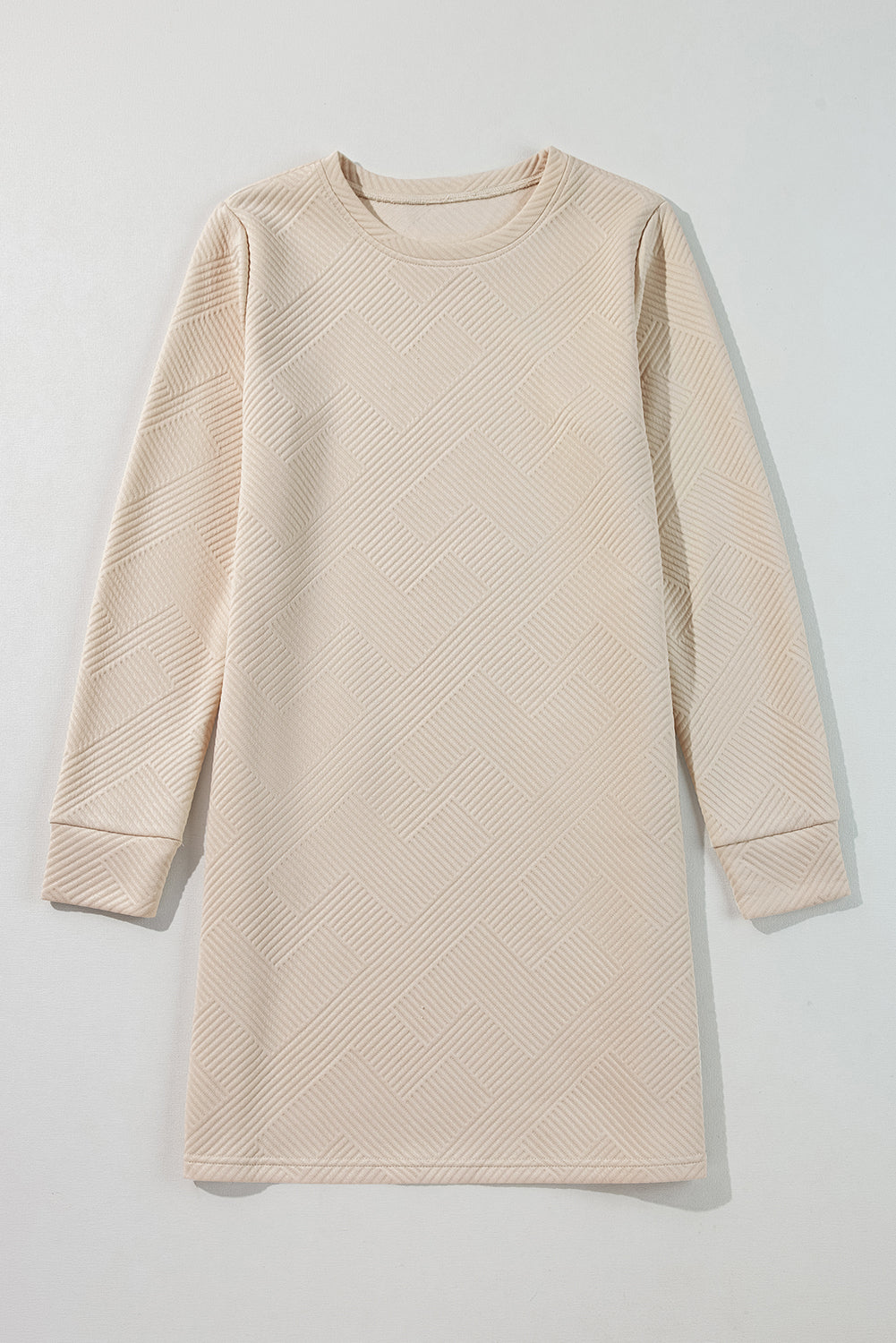 waffle crew neck long sleeve dress Track Waffle Crew Neck Long Dress - Light Heather Grey