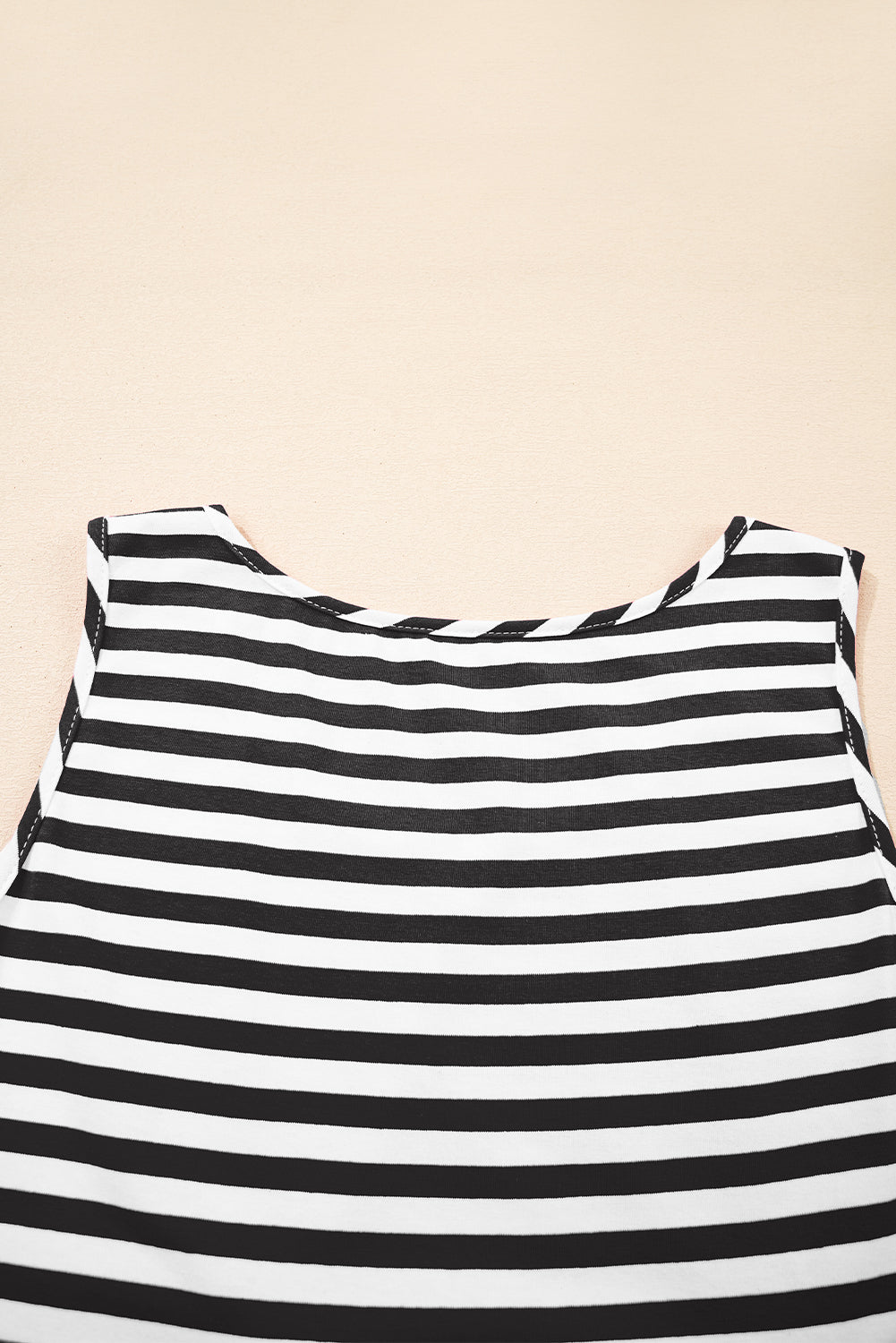 Black Stripe U Neck Sleeveless Loose Fit Mini Dress-TOPS / DRESSES-[Adult]-[Female]-2022 Online Blue Zone Planet