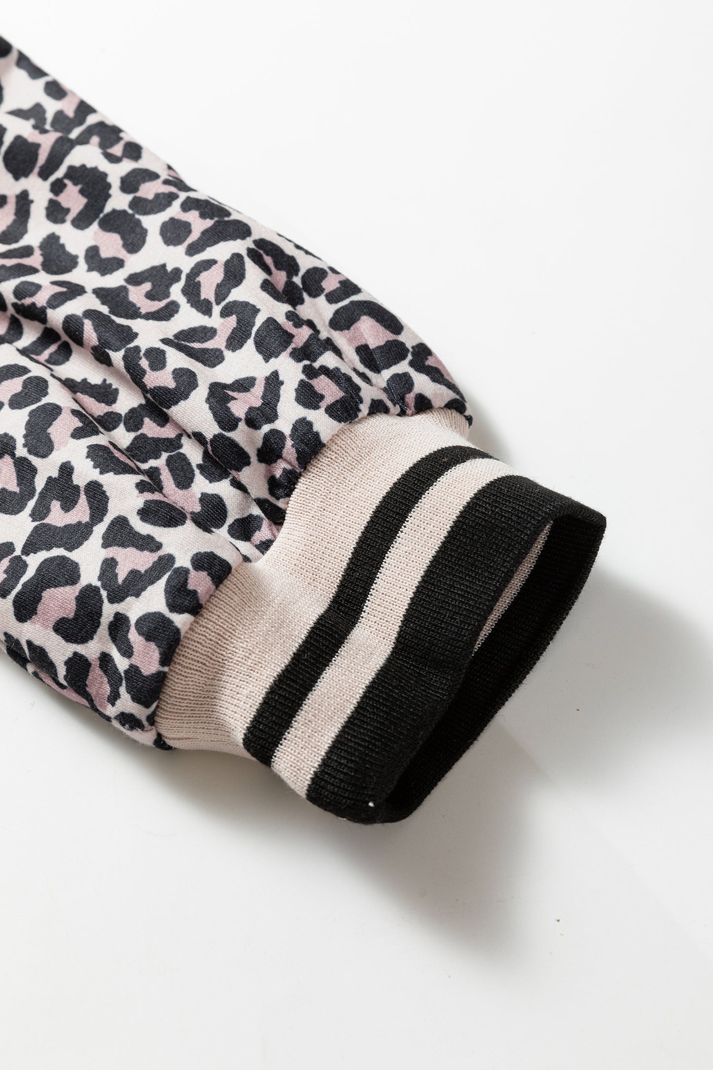 Khaki Leopard Print Half Zip Up Blouse-Tops/Blouses & Shirts-[Adult]-[Female]-2022 Online Blue Zone Planet