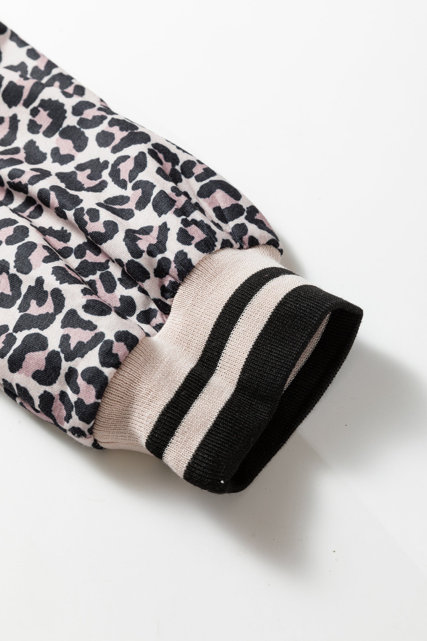 Khaki Leopard Print Half Zip Up Blouse-Tops/Blouses & Shirts-[Adult]-[Female]-2022 Online Blue Zone Planet