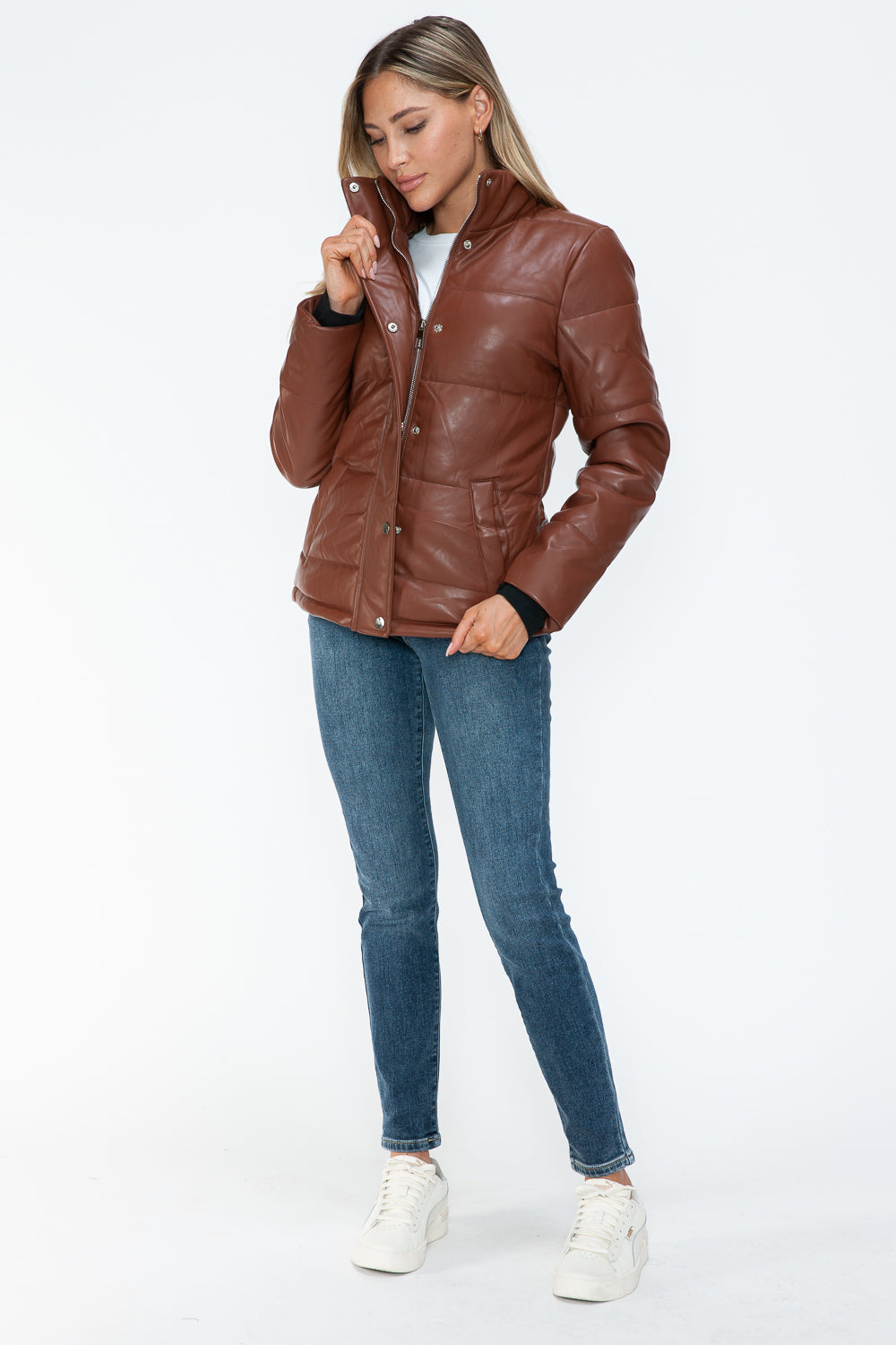 Blue Zone Planet | YMI Pocketed Zip Up Turtleneck Puffer Jacket-TOPS / DRESSES-[Adult]-[Female]-2022 Online Blue Zone Planet