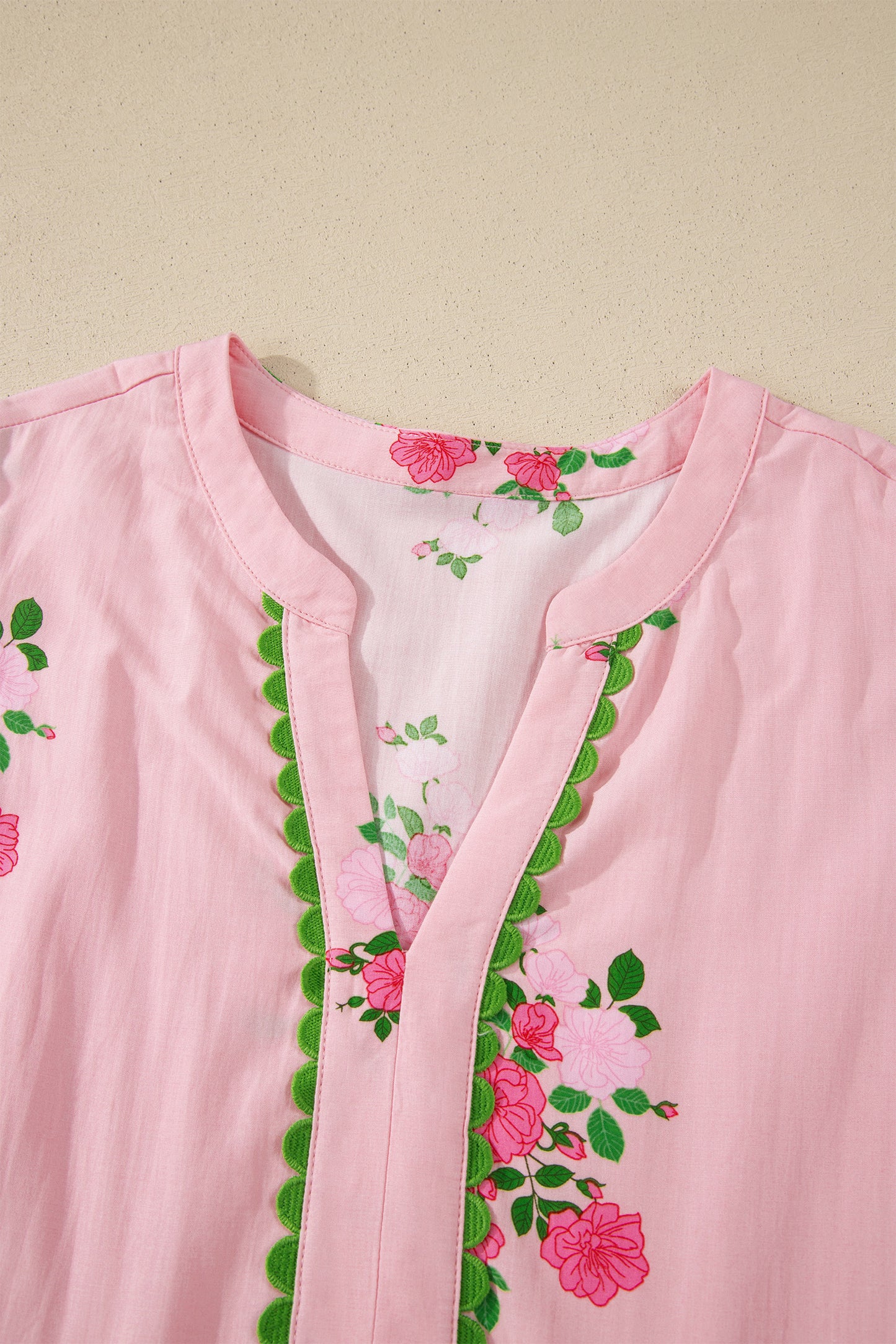 Pink Notched Neck Flutter Short Sleeve Floral Print Maxi Dress-TOPS / DRESSES-[Adult]-[Female]-2022 Online Blue Zone Planet