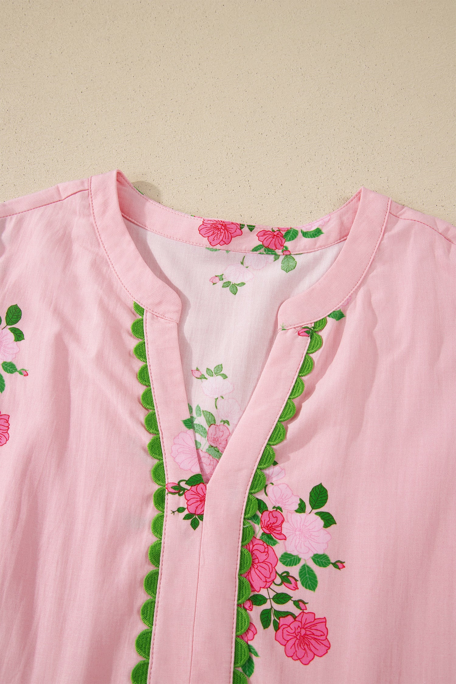 Pink Notched Neck Flutter Short Sleeve Floral Print Maxi Dress-TOPS / DRESSES-[Adult]-[Female]-2022 Online Blue Zone Planet