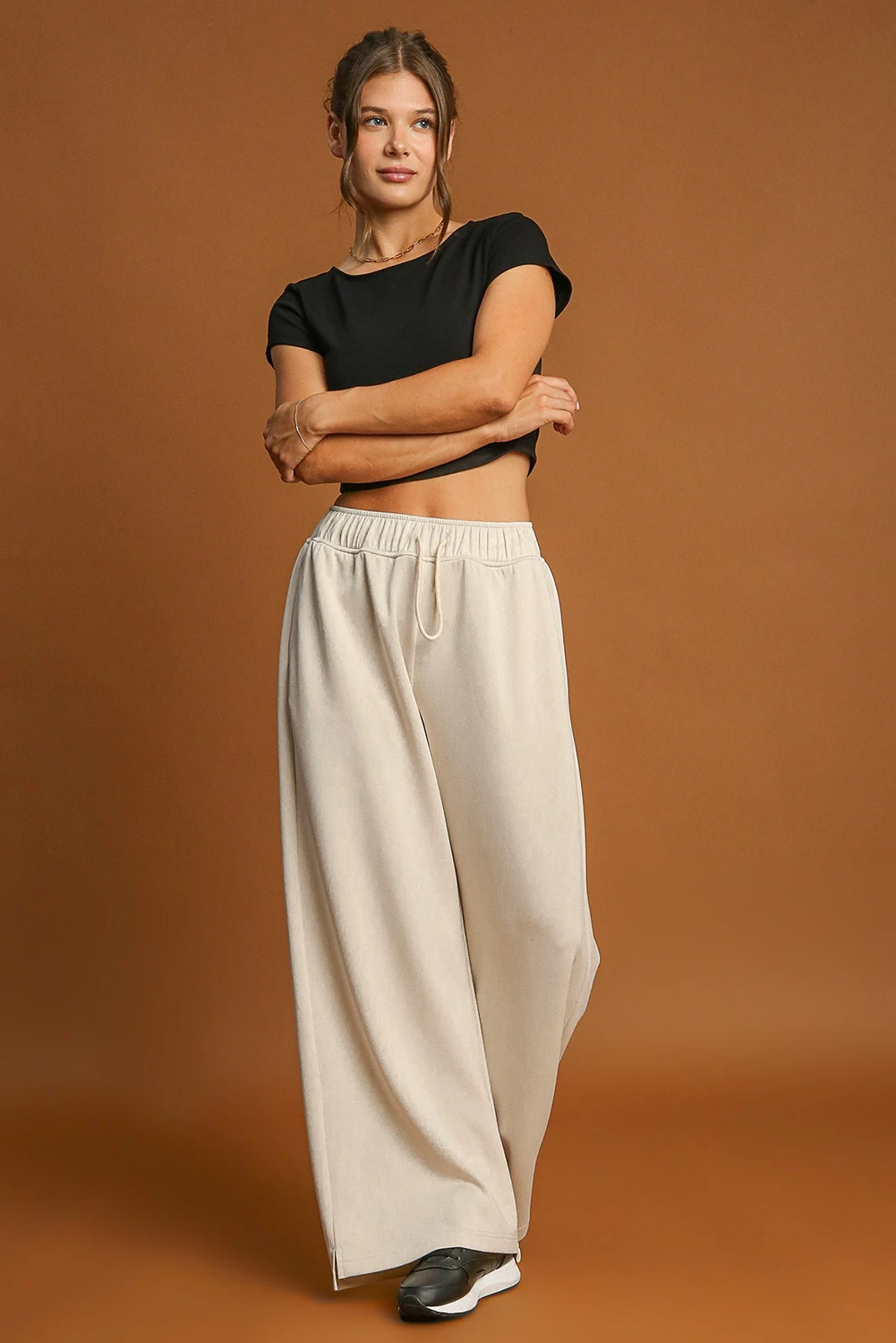 Apricot Loop Drawstring Casual Wide Leg Pants-Bottoms/Pants & Culotte-[Adult]-[Female]-2022 Online Blue Zone Planet