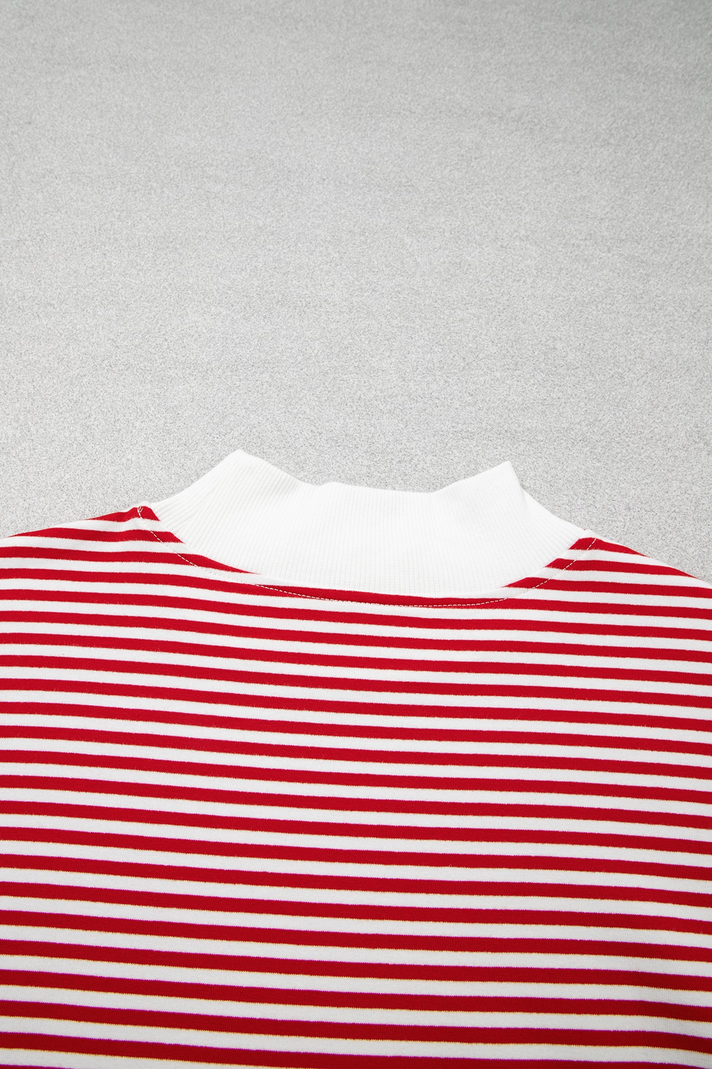 Red Stripe Oversize Mock Neck Sweatshirt and Shorts Set-Two Piece Sets/Short Sets-[Adult]-[Female]-2022 Online Blue Zone Planet
