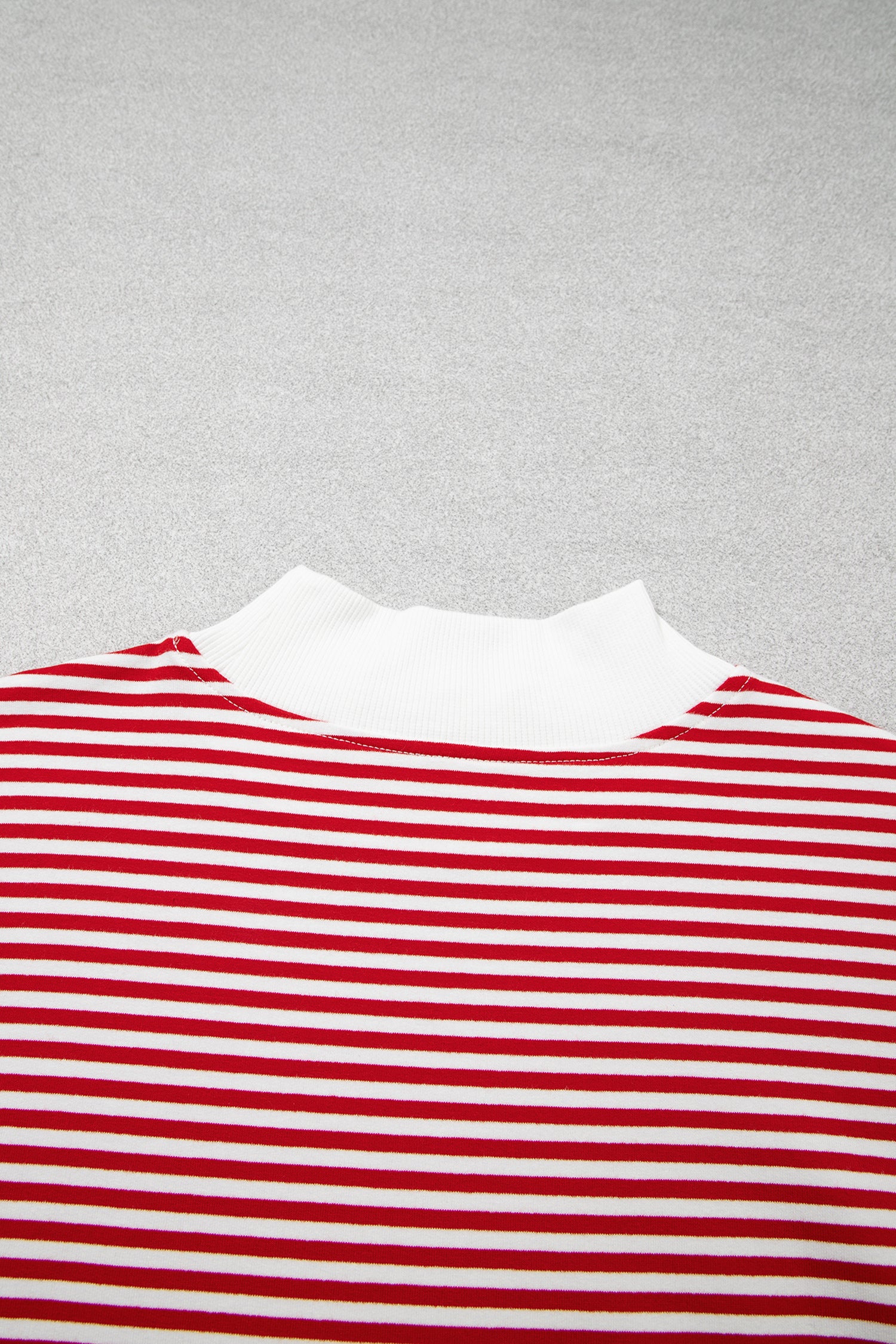 Red Stripe Oversize Mock Neck Sweatshirt and Shorts Set-Two Piece Sets/Short Sets-[Adult]-[Female]-2022 Online Blue Zone Planet