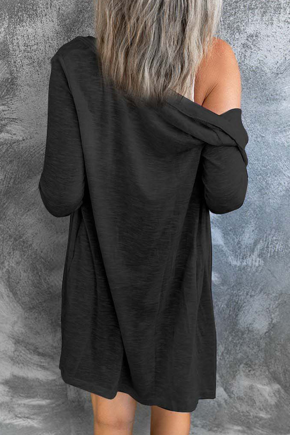 Solid Color Open-Front Buttons Cardigan-Sweaters & Cardigans/Cardigans-[Adult]-[Female]-2022 Online Blue Zone Planet