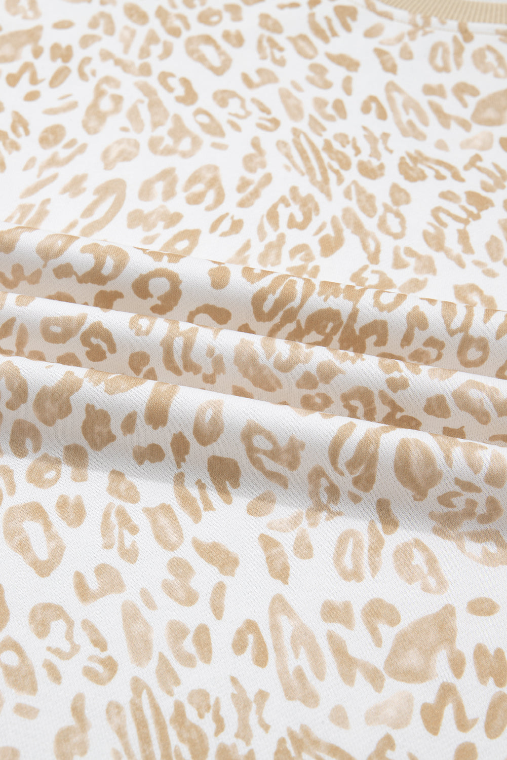 Khaki Plus Size Ruffled Arm Leopard Sweatshirt-Plus Size/Plus Size Sweatshirts & Hoodies-[Adult]-[Female]-2022 Online Blue Zone Planet