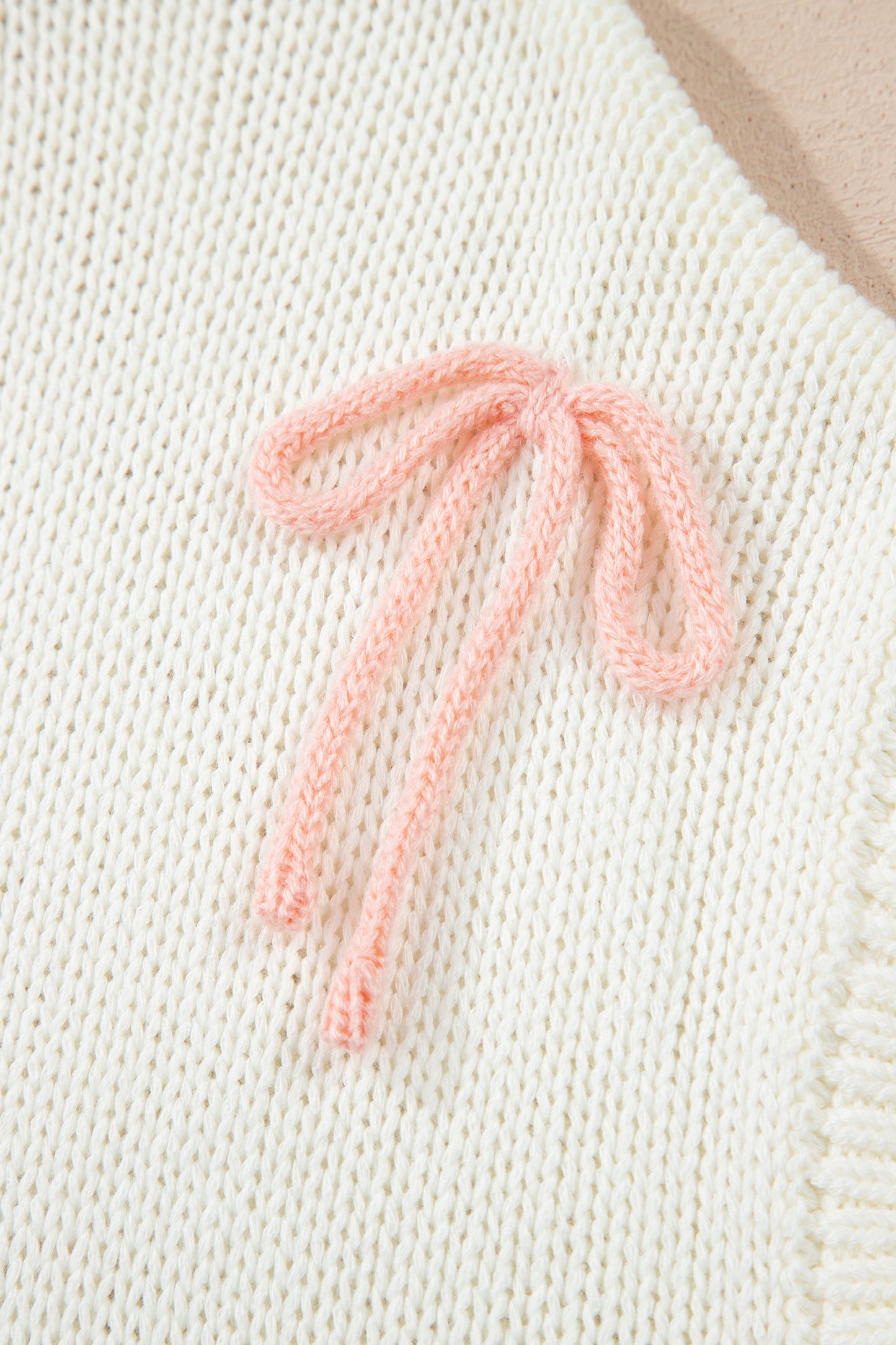 White Short Sleeve Knit Contrast Bow Knot Loose Sweater-TOPS / DRESSES-[Adult]-[Female]-2022 Online Blue Zone Planet