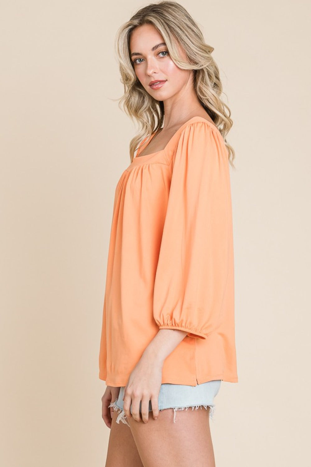 Culture Code Square Neck Puff Sleeve Top-TOPS / DRESSES-[Adult]-[Female]-2022 Online Blue Zone Planet