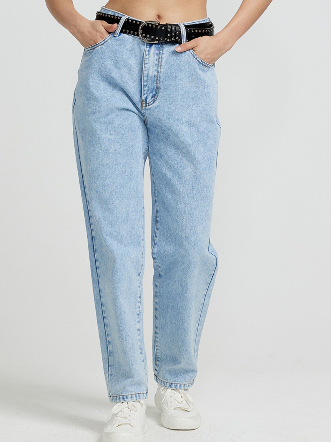 Pocketed Straight Leg Jeans-BOTTOMS SIZES SMALL MEDIUM LARGE-[Adult]-[Female]-Light-XS-2022 Online Blue Zone Planet