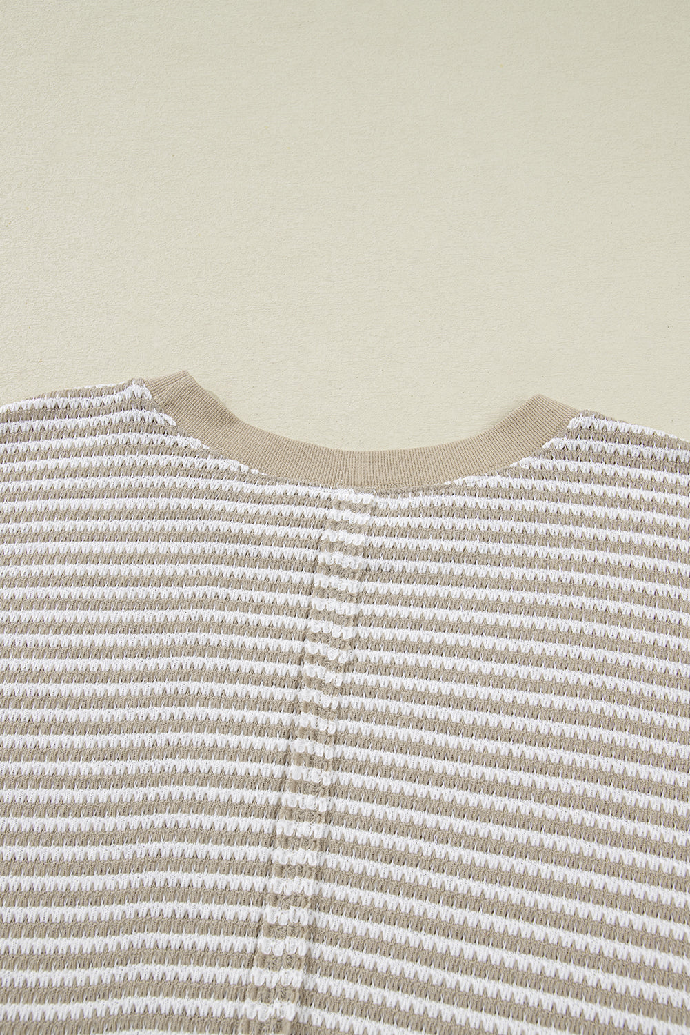 Brown Stripe Plus Size Breathable Knit Ribbed Trim Long Sleeve Top-Plus Size/Plus Size Tops/Plus Size Long Sleeve Tops-[Adult]-[Female]-2022 Online Blue Zone Planet