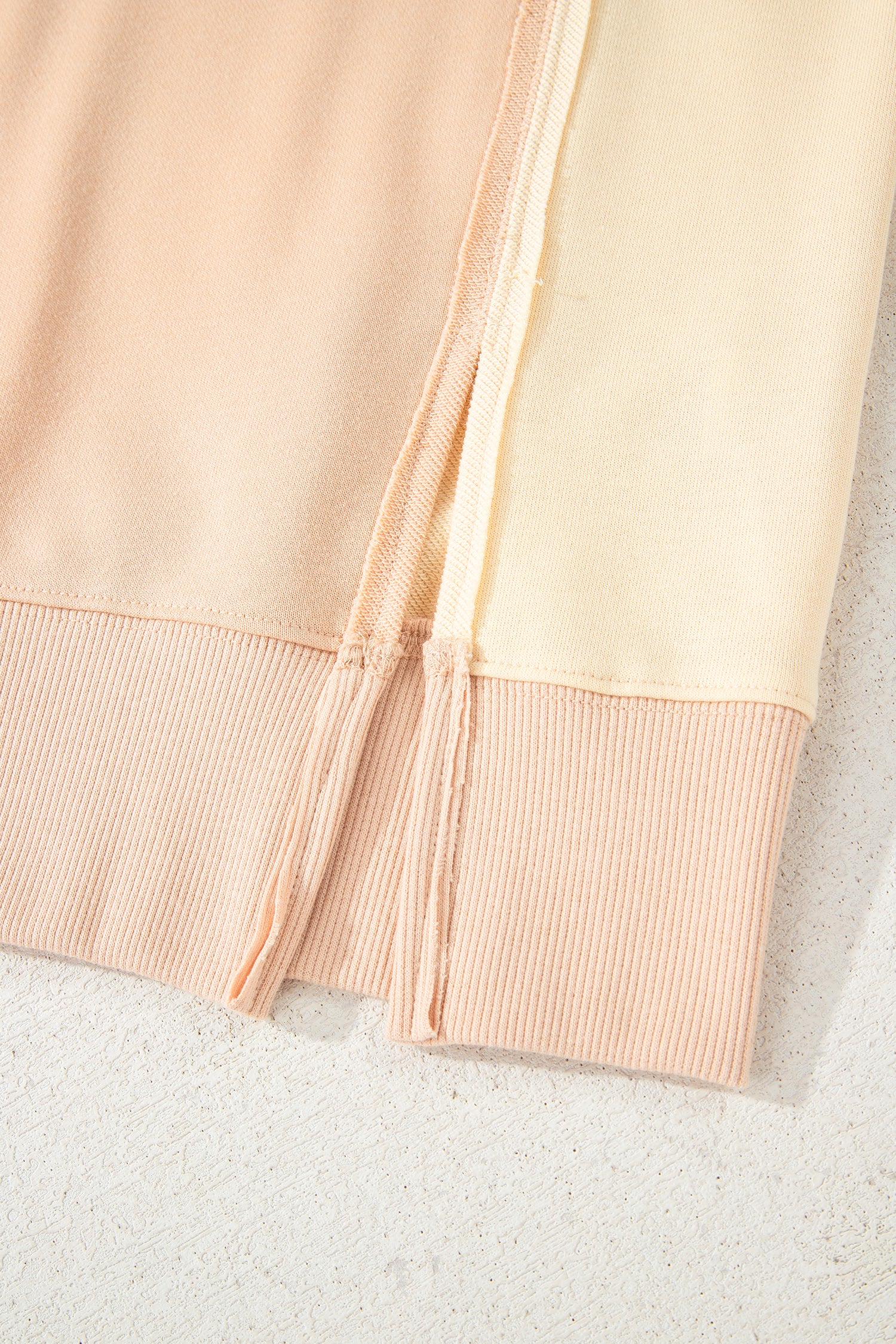 Beige Color Block Patchwork Split Hem Casual Sweatshirt-Tops/Sweatshirts & Hoodies-[Adult]-[Female]-2022 Online Blue Zone Planet