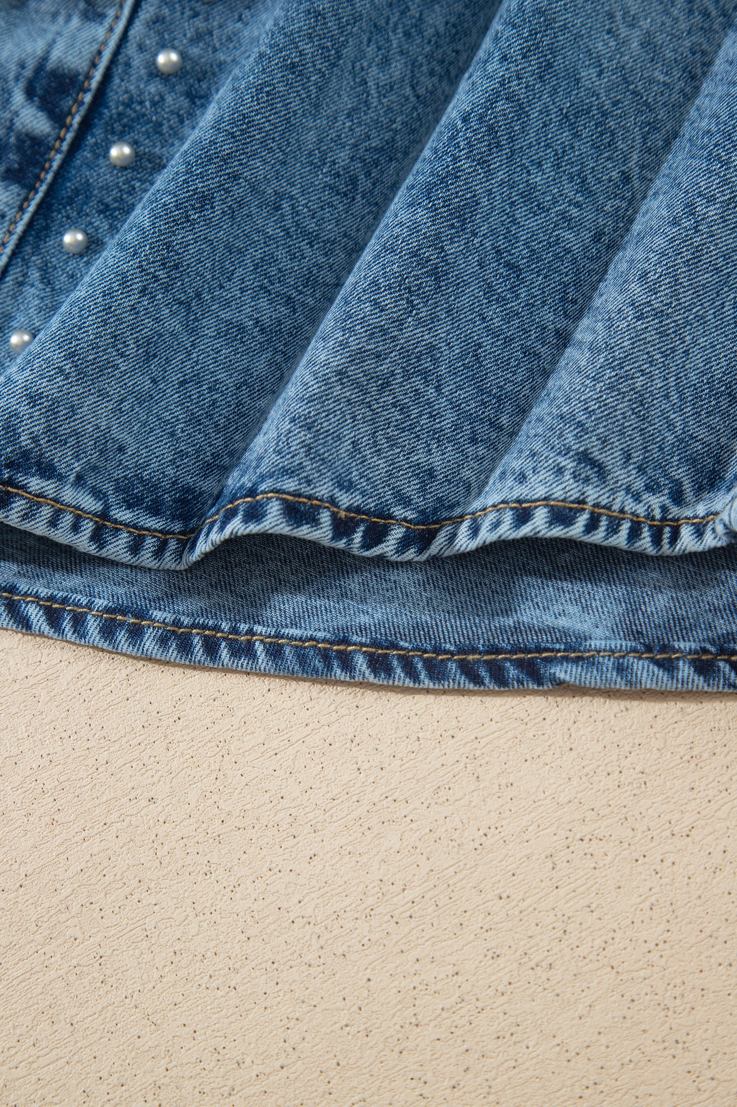 Sail Blue Rivet Embellished Western Style Regular Fit Long Sleeve Denim Jacket