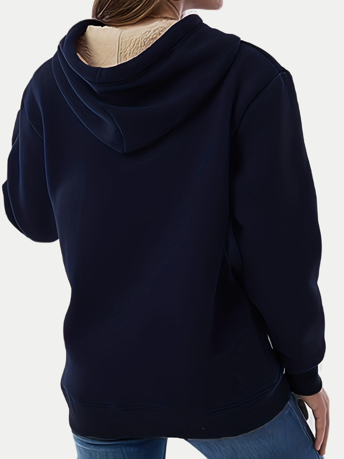 Drawstring Long Sleeve Hoodie with Kangaroo Pocket-TOPS / DRESSES-[Adult]-[Female]-2022 Online Blue Zone Planet