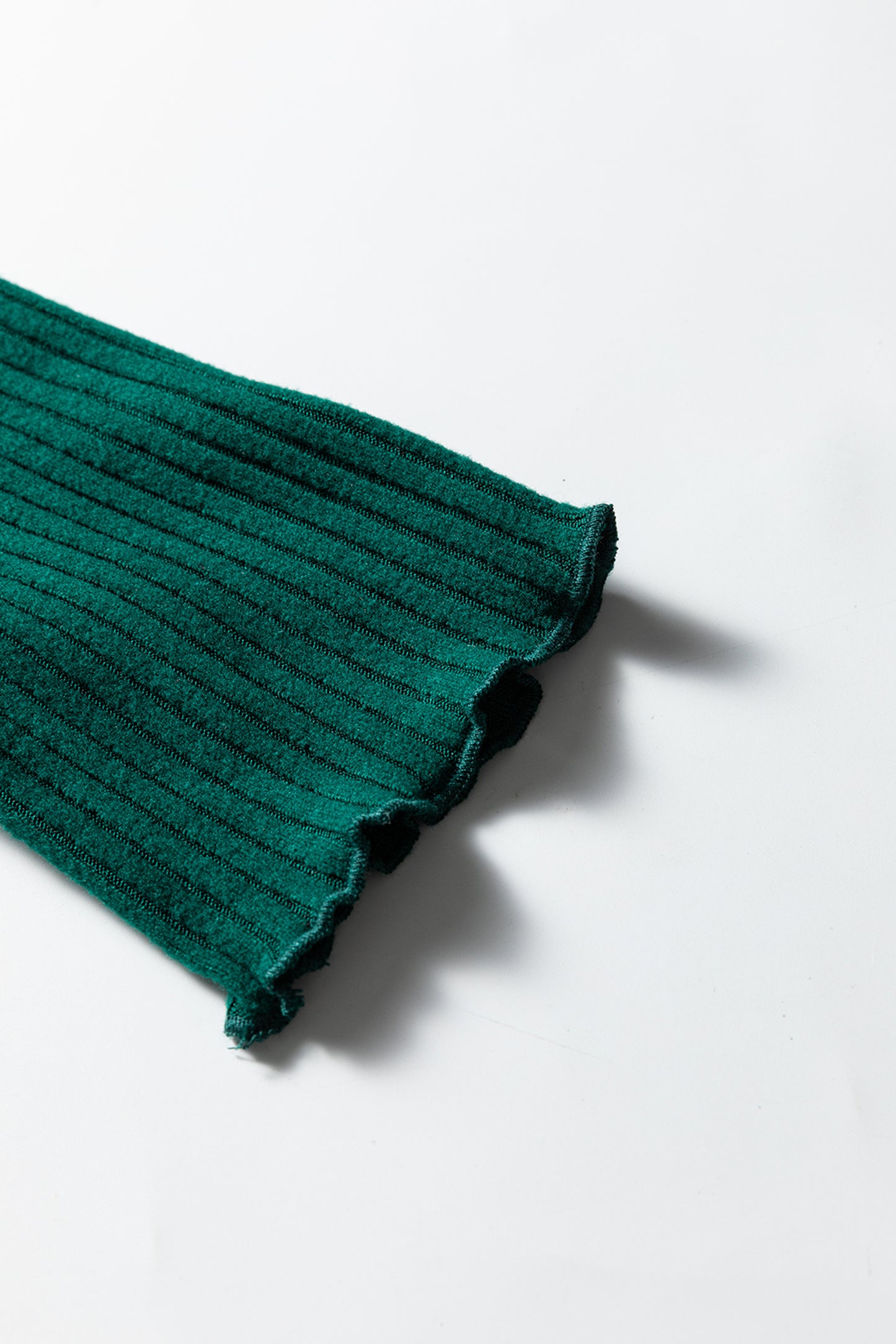 Skobeloff Lace Neckline Button Decor Lettuce Edge Long Sleeve Ribbed Top-Tops/Long Sleeve Tops-[Adult]-[Female]-2022 Online Blue Zone Planet