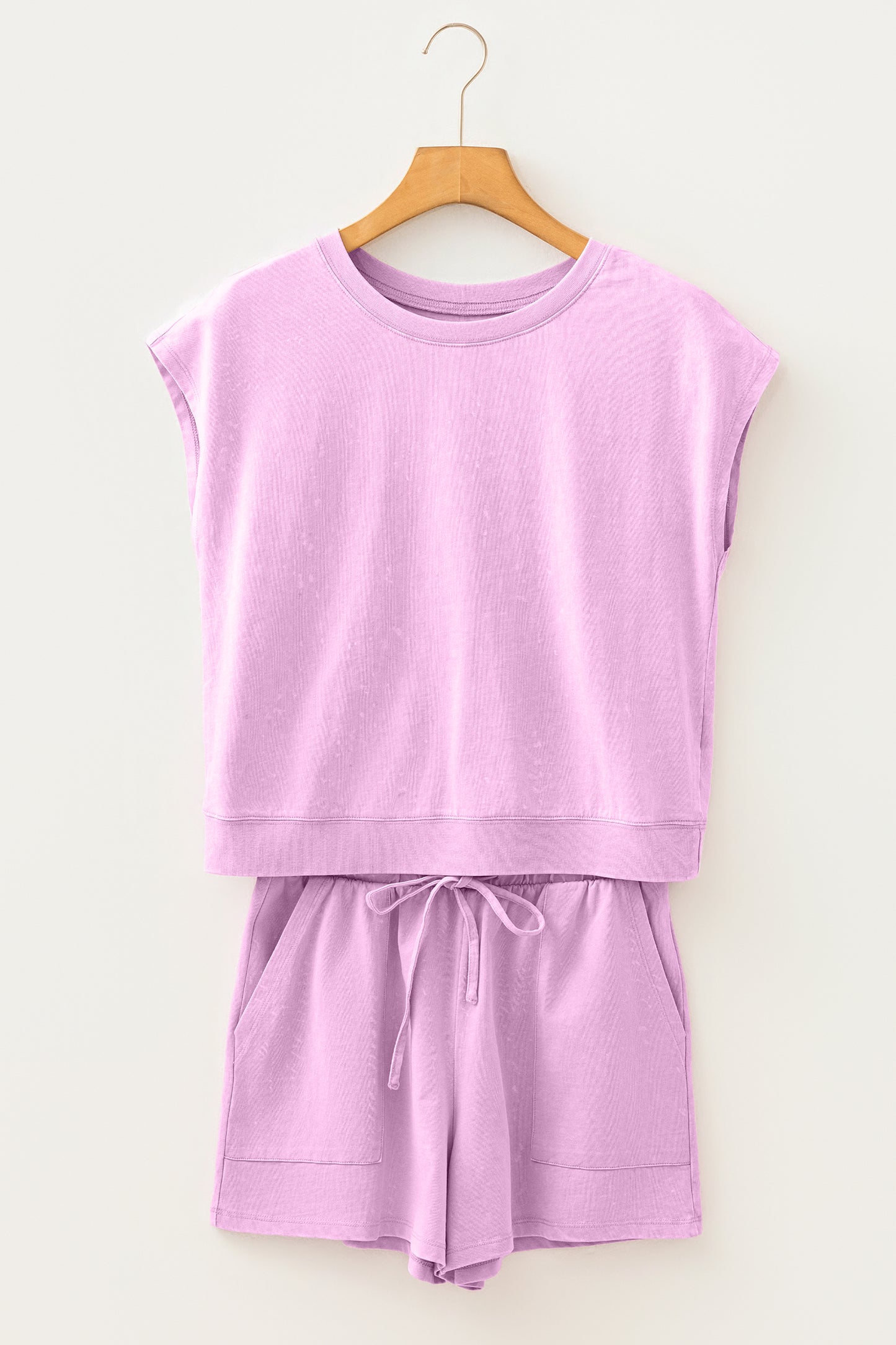 Orchid Bouquet Mineral Wash Cotton Short Set-Two Piece Sets/Short Sets-[Adult]-[Female]-2022 Online Blue Zone Planet