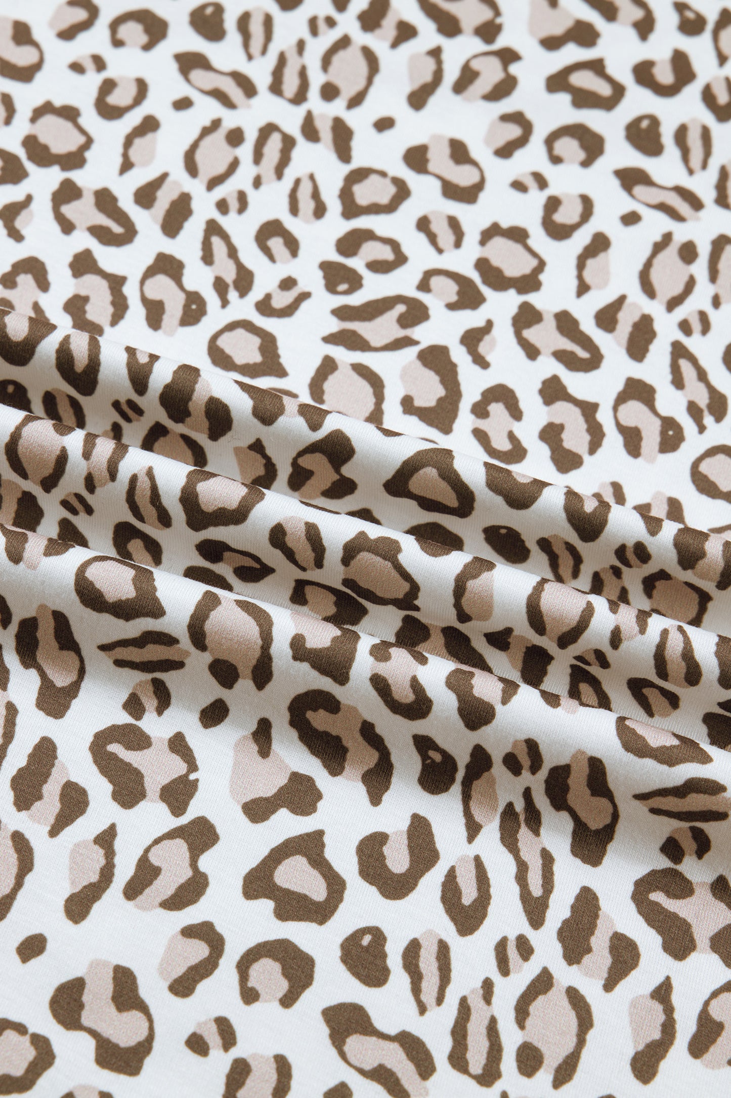 White Plus Size Leopard Print Round Neck T Shirt-Plus Size/Plus Size Tops/Plus Size Tops & Tees-[Adult]-[Female]-2022 Online Blue Zone Planet