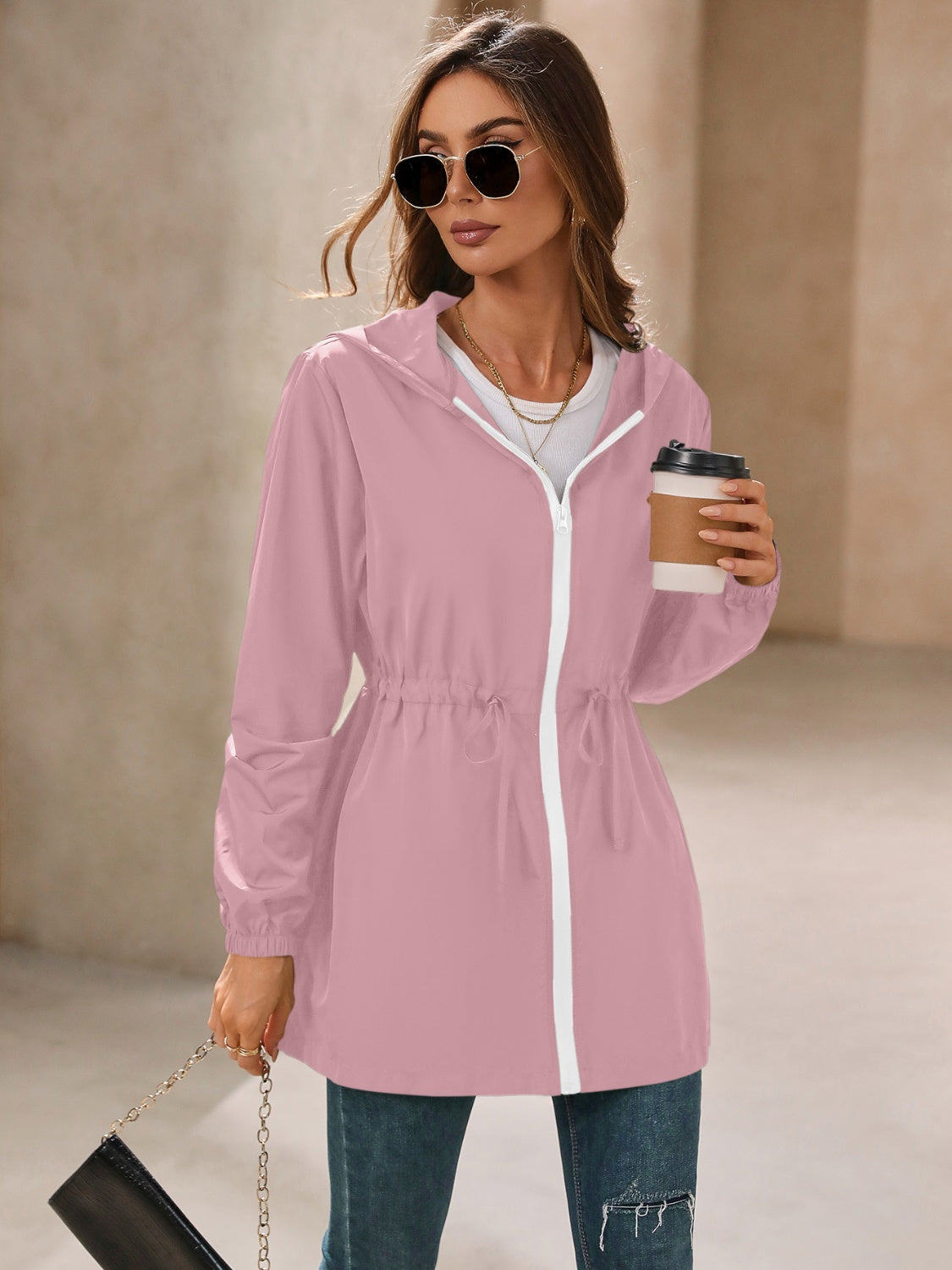 Zip Up Long Sleeve Hooded Jacket-TOPS / DRESSES-[Adult]-[Female]-2022 Online Blue Zone Planet