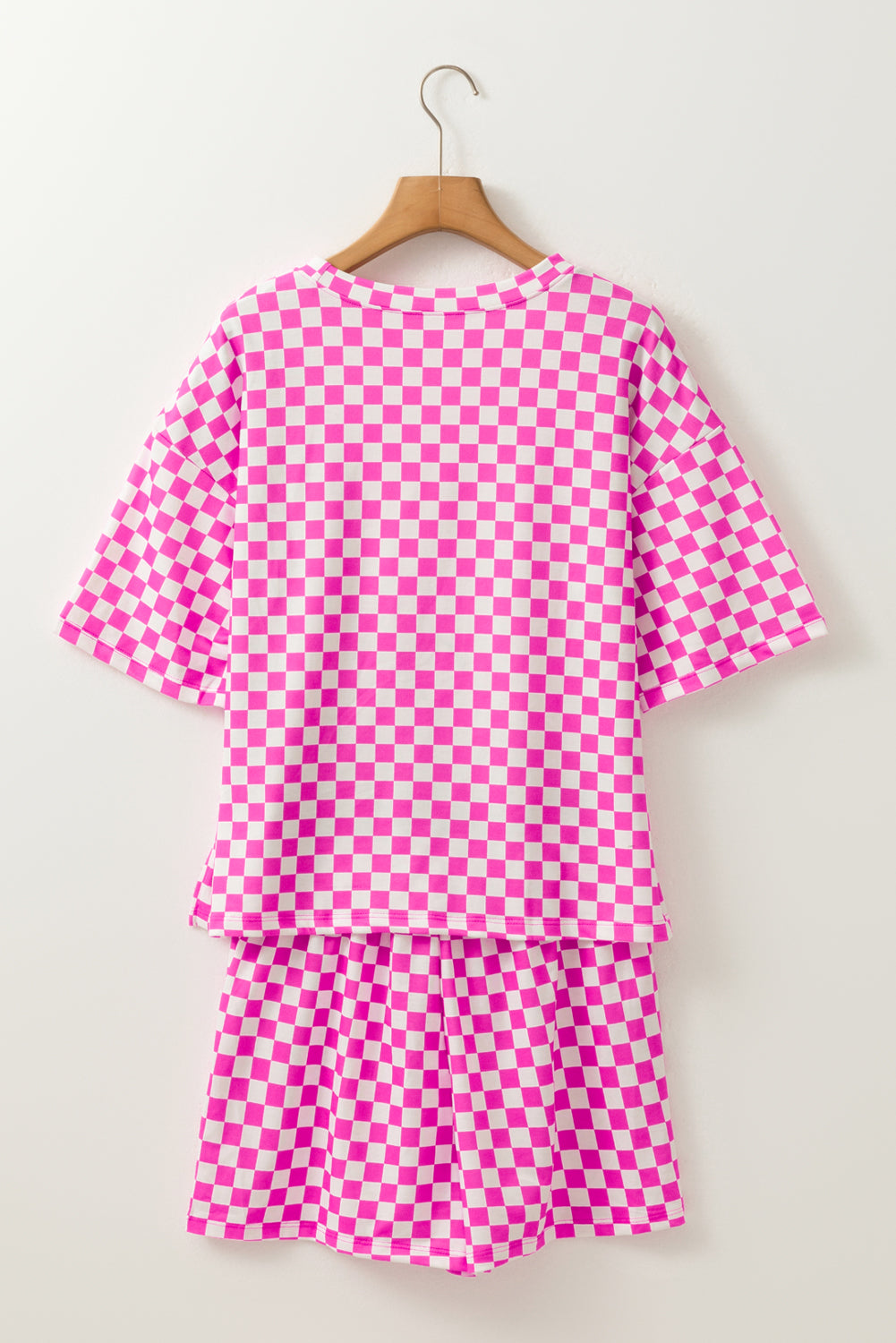 Rose Checkered Top And Short Casual 2Pcs Set-Loungewear & Sleepwear/Loungewear-[Adult]-[Female]-2022 Online Blue Zone Planet