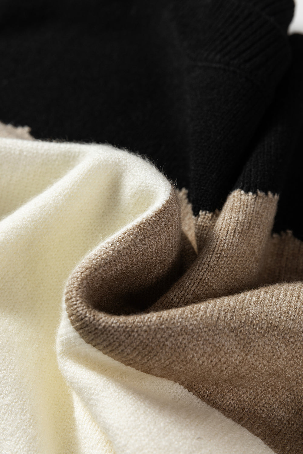 Black Colorblock Crew Neck Drop Shoulder Sweater-TOPS / DRESSES-[Adult]-[Female]-2022 Online Blue Zone Planet