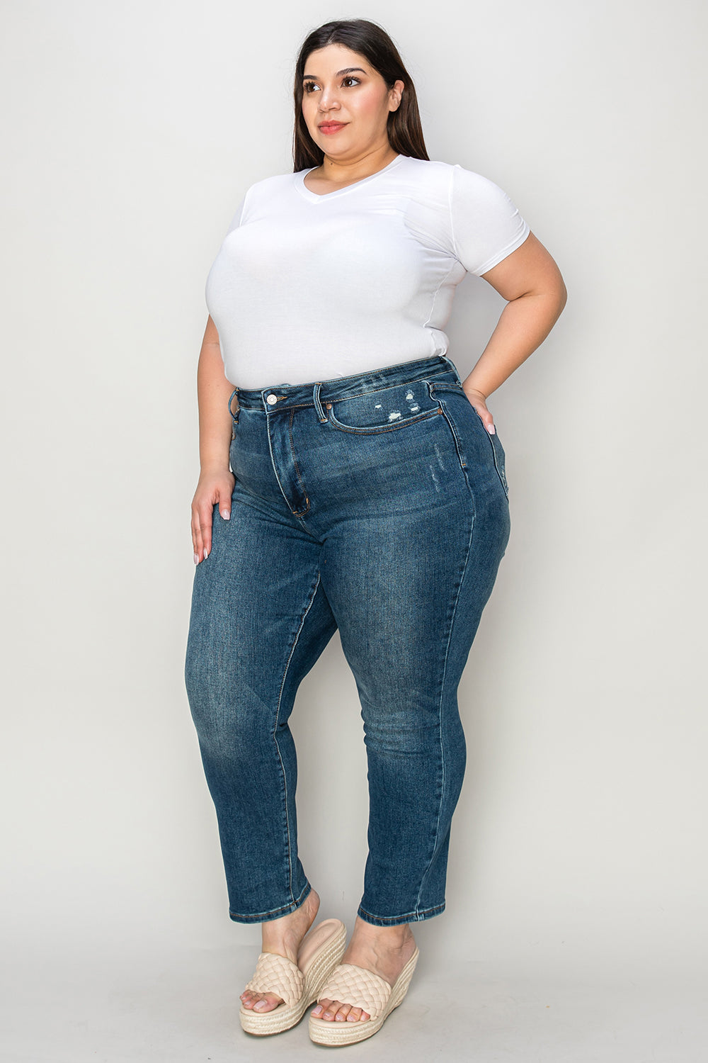 Blue Zone Planet | Judy Blue Full Size Tummy Control High Waist Slim Jeans-TOPS / DRESSES-[Adult]-[Female]-2022 Online Blue Zone Planet