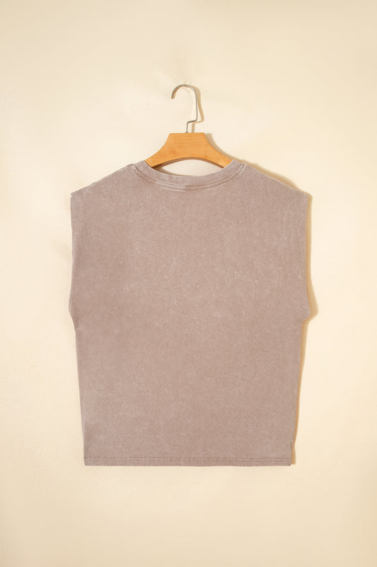 Smoke Gray Cowboy & Beer Western Graphic Mineral Wash Tank Top-Tops/Tank Tops-[Adult]-[Female]-2022 Online Blue Zone Planet