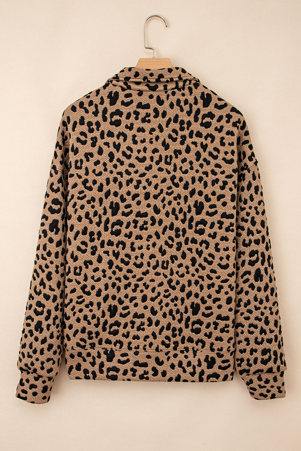 Brown Leopard Print Quarter Zip Sweatshirt