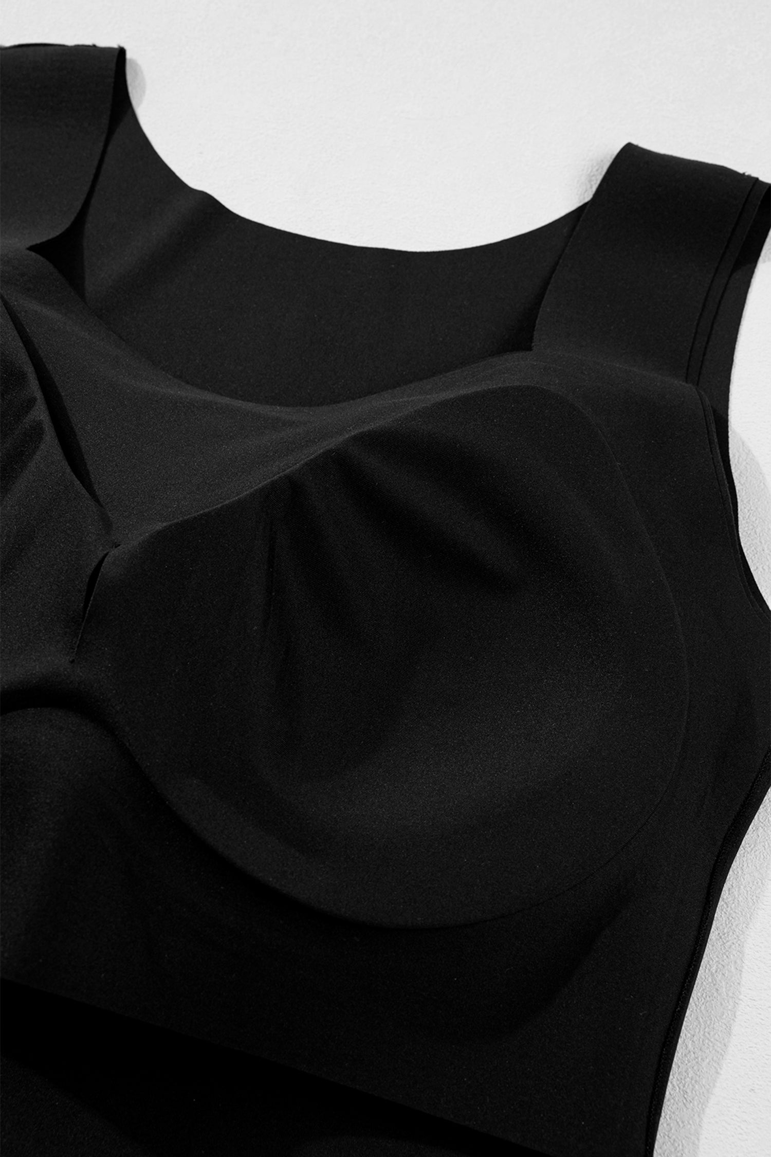 Black Solid Color Wide Strap Splicing Athleisure Tank Top-Tops/Tank Tops-[Adult]-[Female]-2022 Online Blue Zone Planet