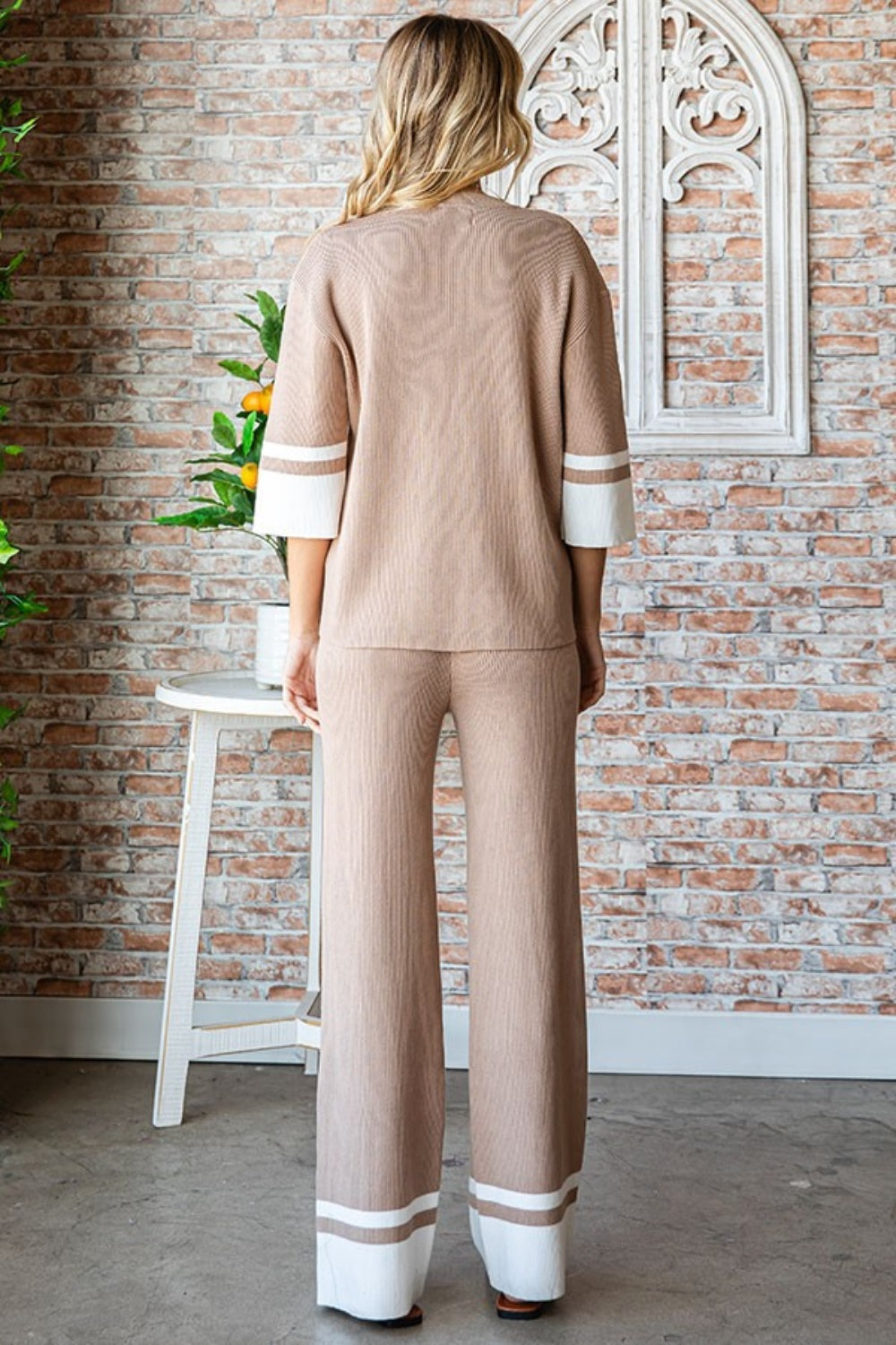 Blue Zone Planet | First Love Contrast Ribbed Knit Pants-TOPS / DRESSES-[Adult]-[Female]-2022 Online Blue Zone Planet