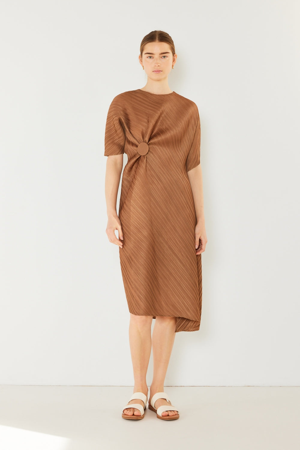 Marina West Swim Pleated Dolman Sleeve Dress-TOPS / DRESSES-[Adult]-[Female]-Brown Khaki-S/M-2022 Online Blue Zone Planet