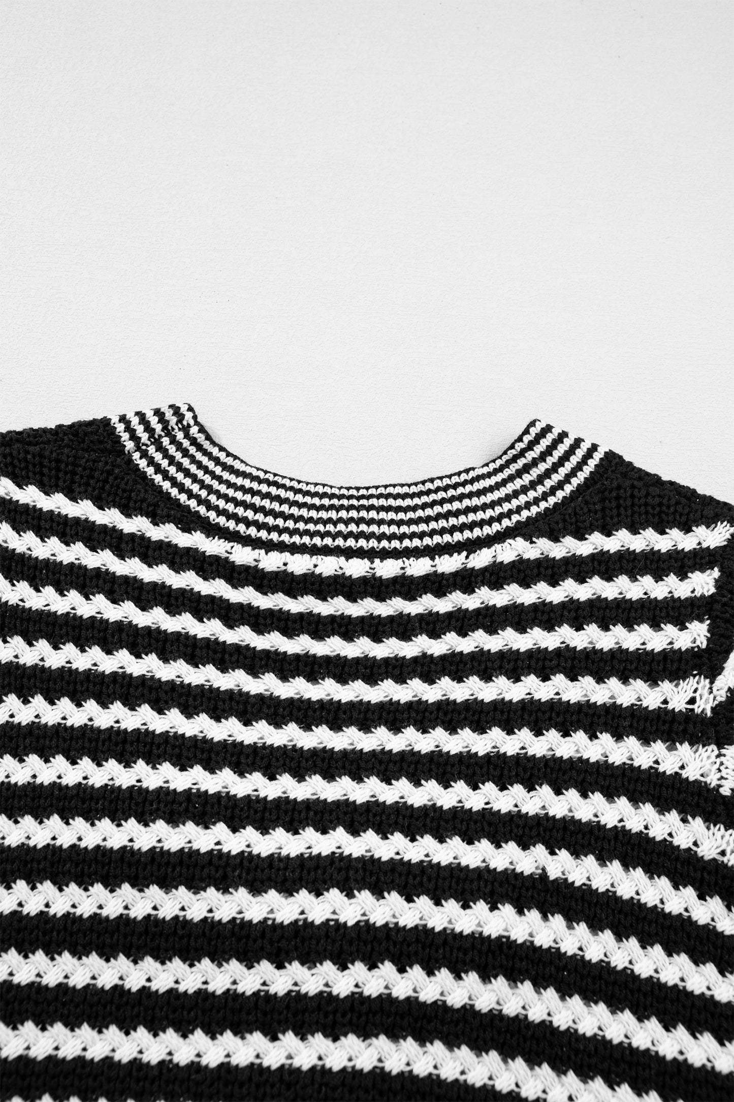 Black Stripe Short Sleeve Knit V Neck Bow Knot Sweater-TOPS / DRESSES-[Adult]-[Female]-2022 Online Blue Zone Planet