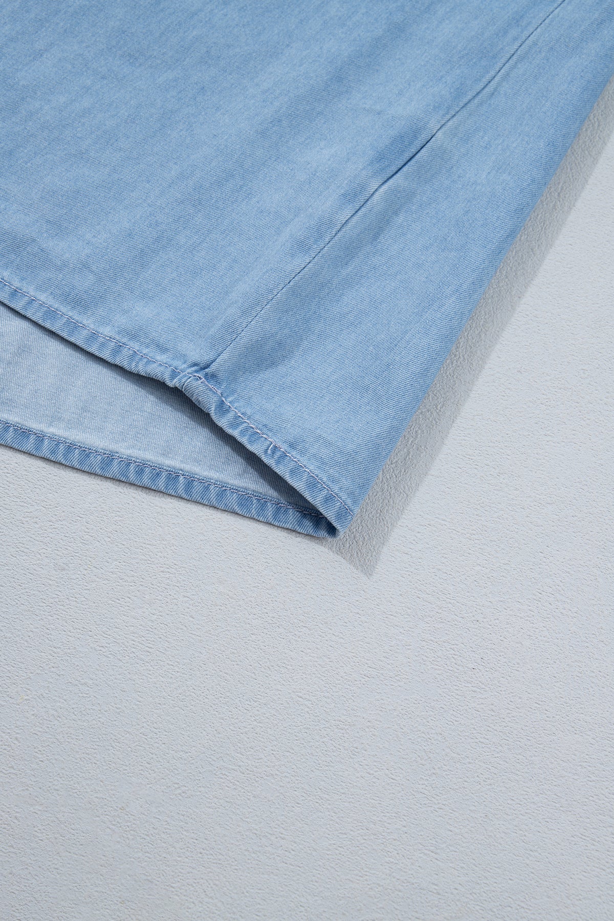 Beau Blue Western Ruffle V Neck Long Sleeve Chambray Blouse-Tops/Blouses & Shirts-[Adult]-[Female]-2022 Online Blue Zone Planet